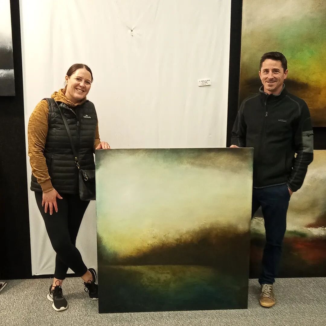 My very happy winners Jon &amp; Claire, with their painting A change is going to come. 😁😁❤️