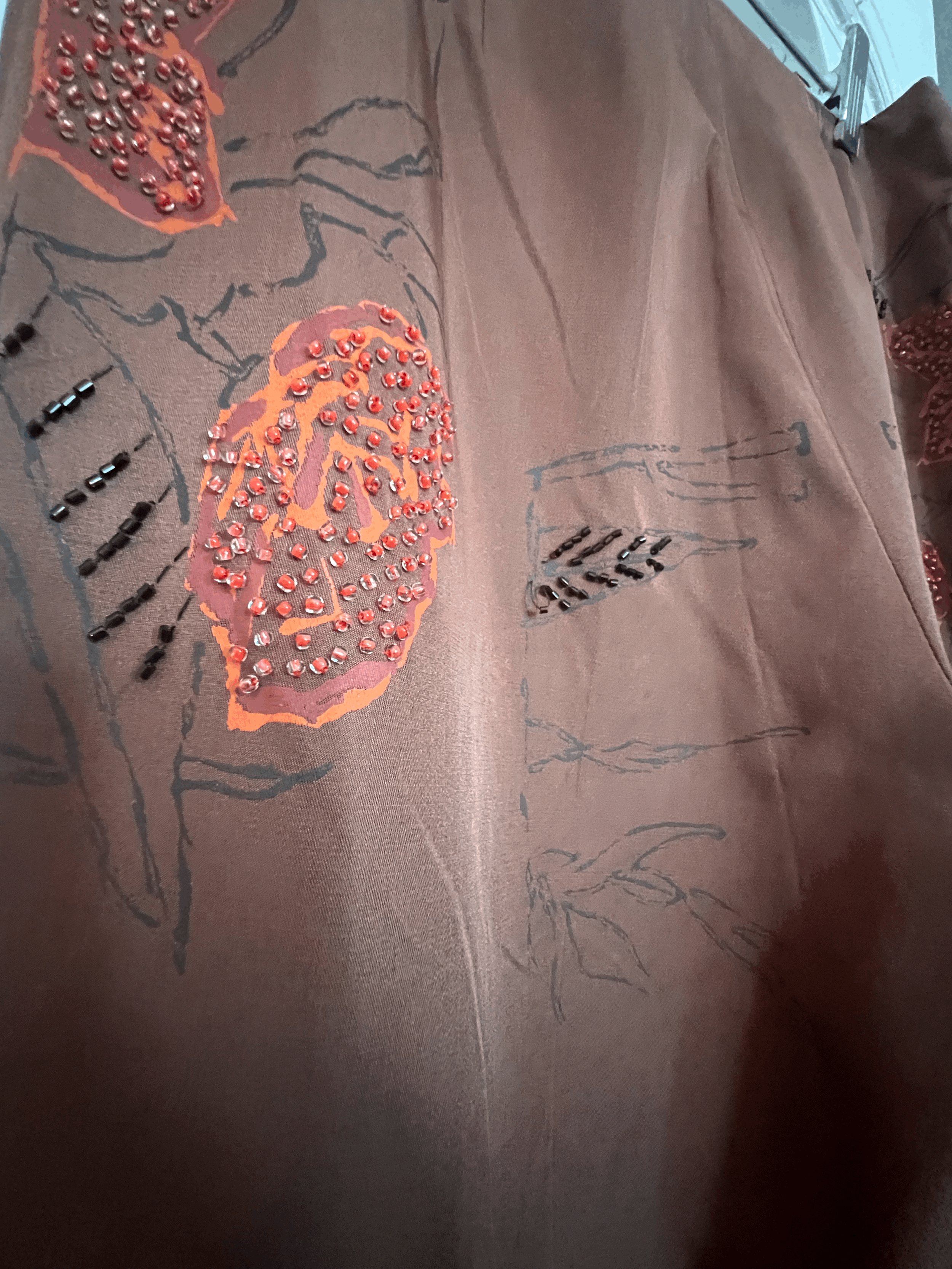 SS1999 Alberta Ferretti Runway Brown Silk Floral Trousers Y2K Sz 6 40 detail2