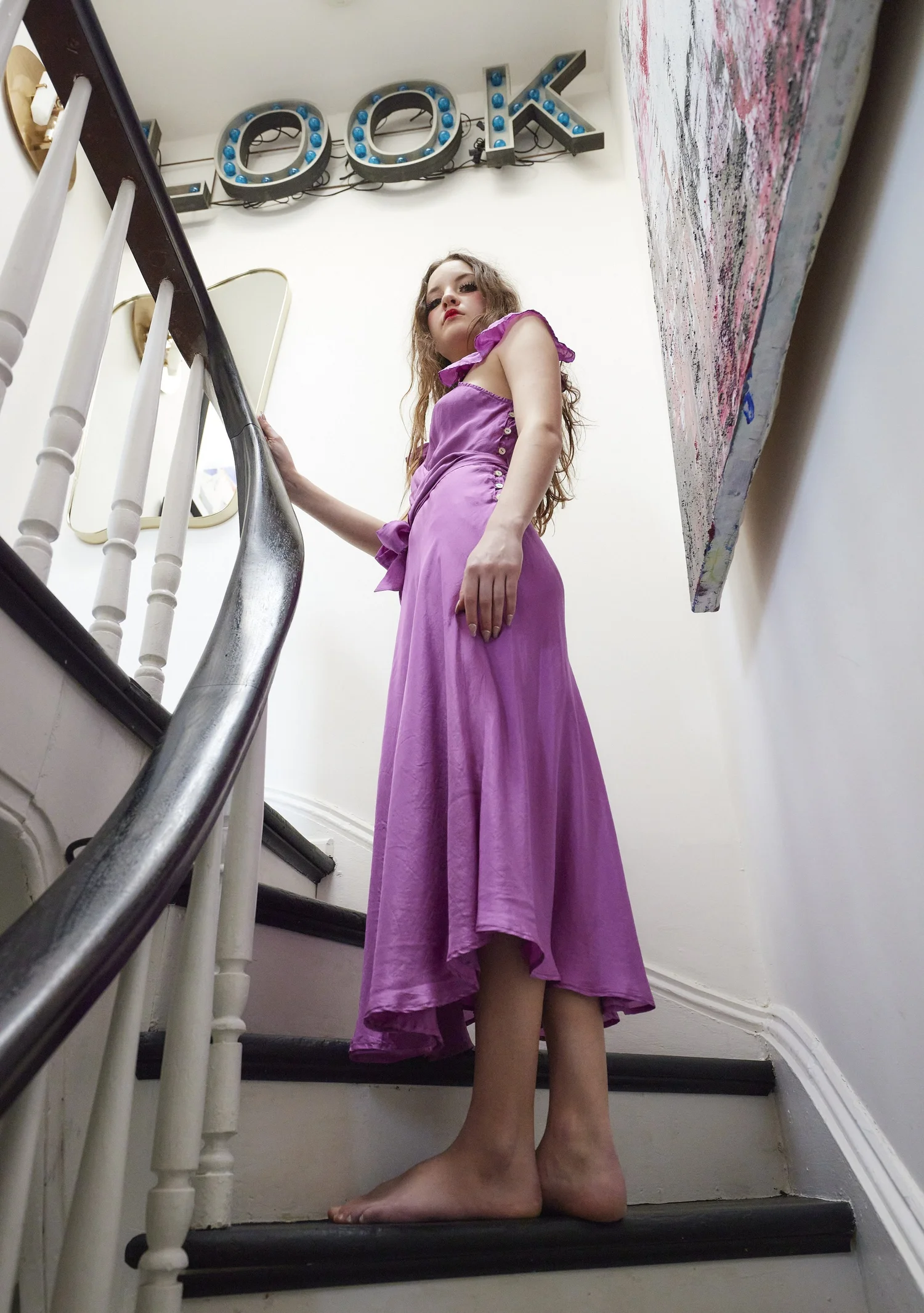 silk surplice dress PLUS satin surplice belted puff sleeve dress Pink / 3XL