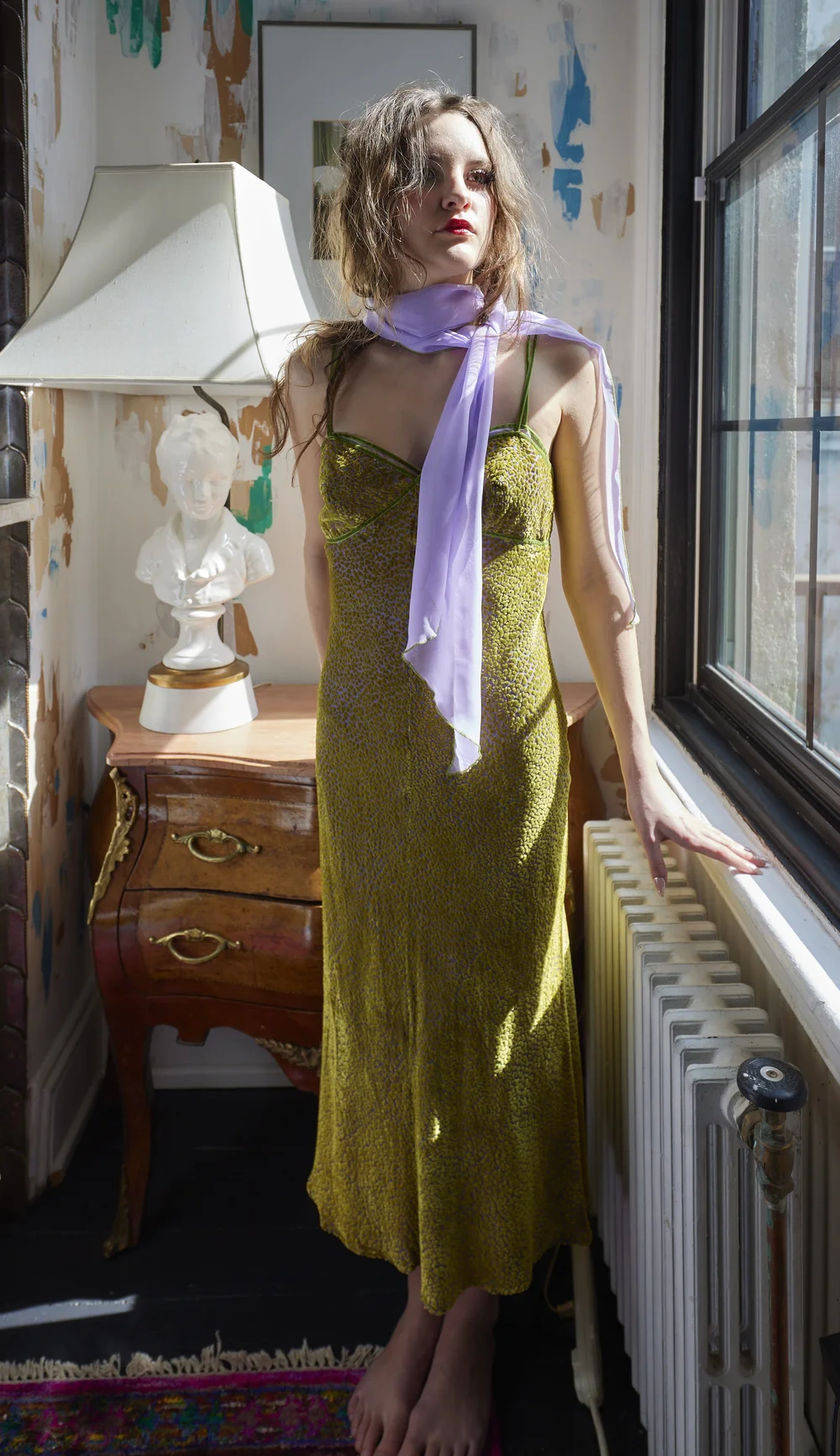 1990s Geary Roark Kamisato 3 pc green/purple Bias Velvet slip dress set ORNAMENTAL EXCESS 1990s Geary Roark Kamisato 3 pc green/purple Bias Velvet slip dress set ORNAMENTAL EXCESS