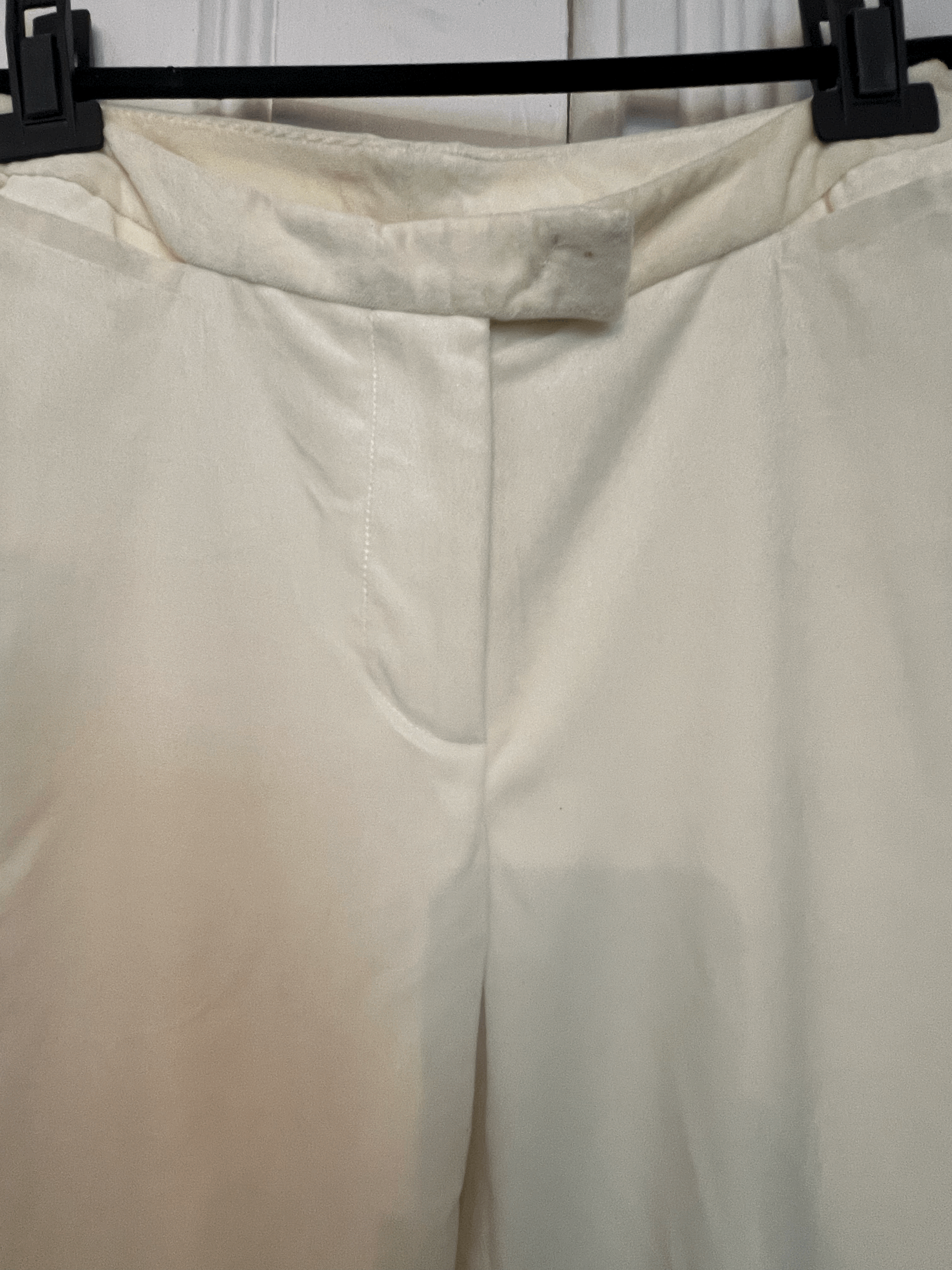 1990s Costume National Ivory Ombre Velvet Tab Trousers with Ankle Zippers Sz 42 front detail