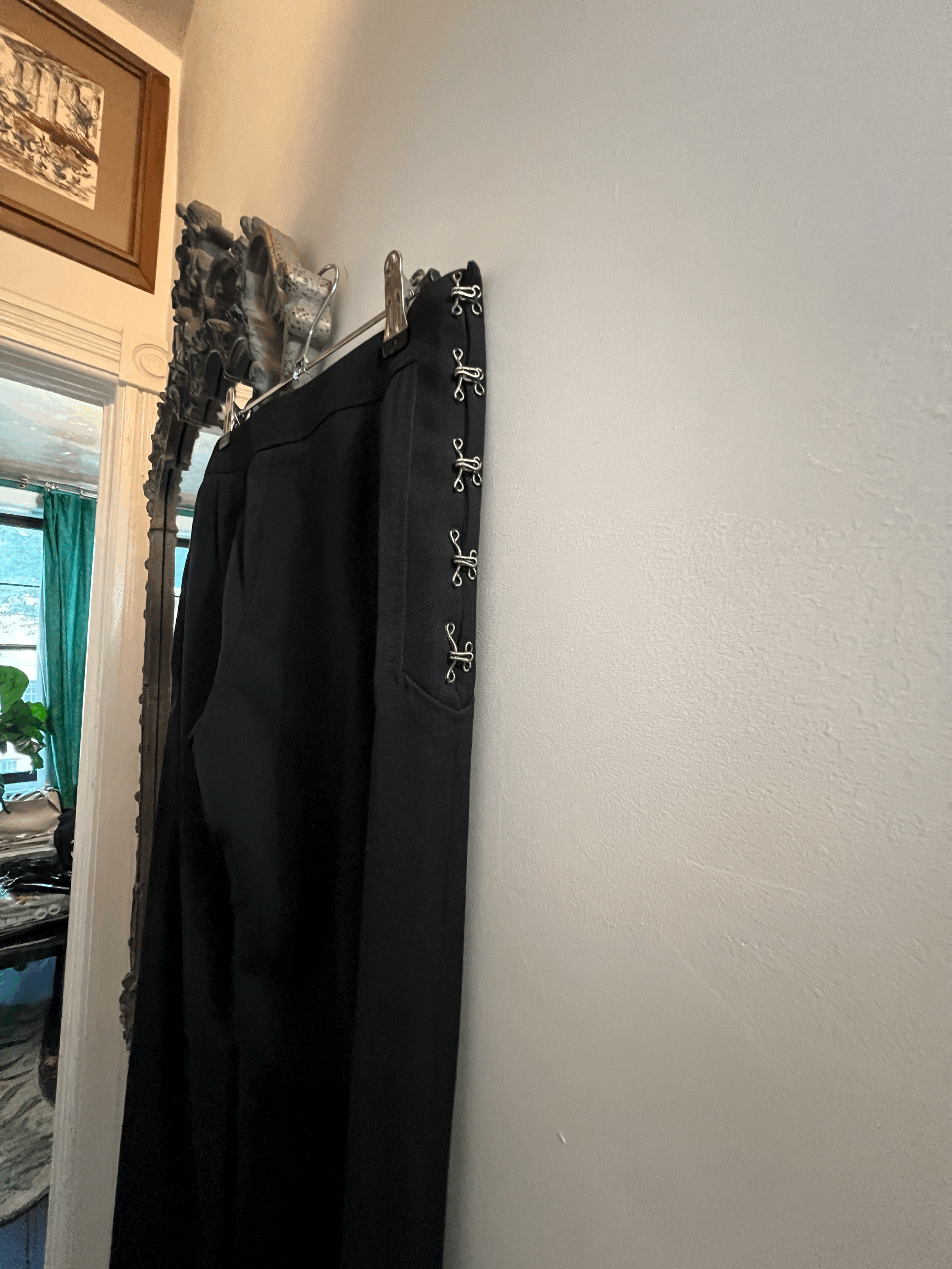 FW 2001 Chloe Stella McCartney Black Wool Trousers with hook and eyes Sz 36 detail2