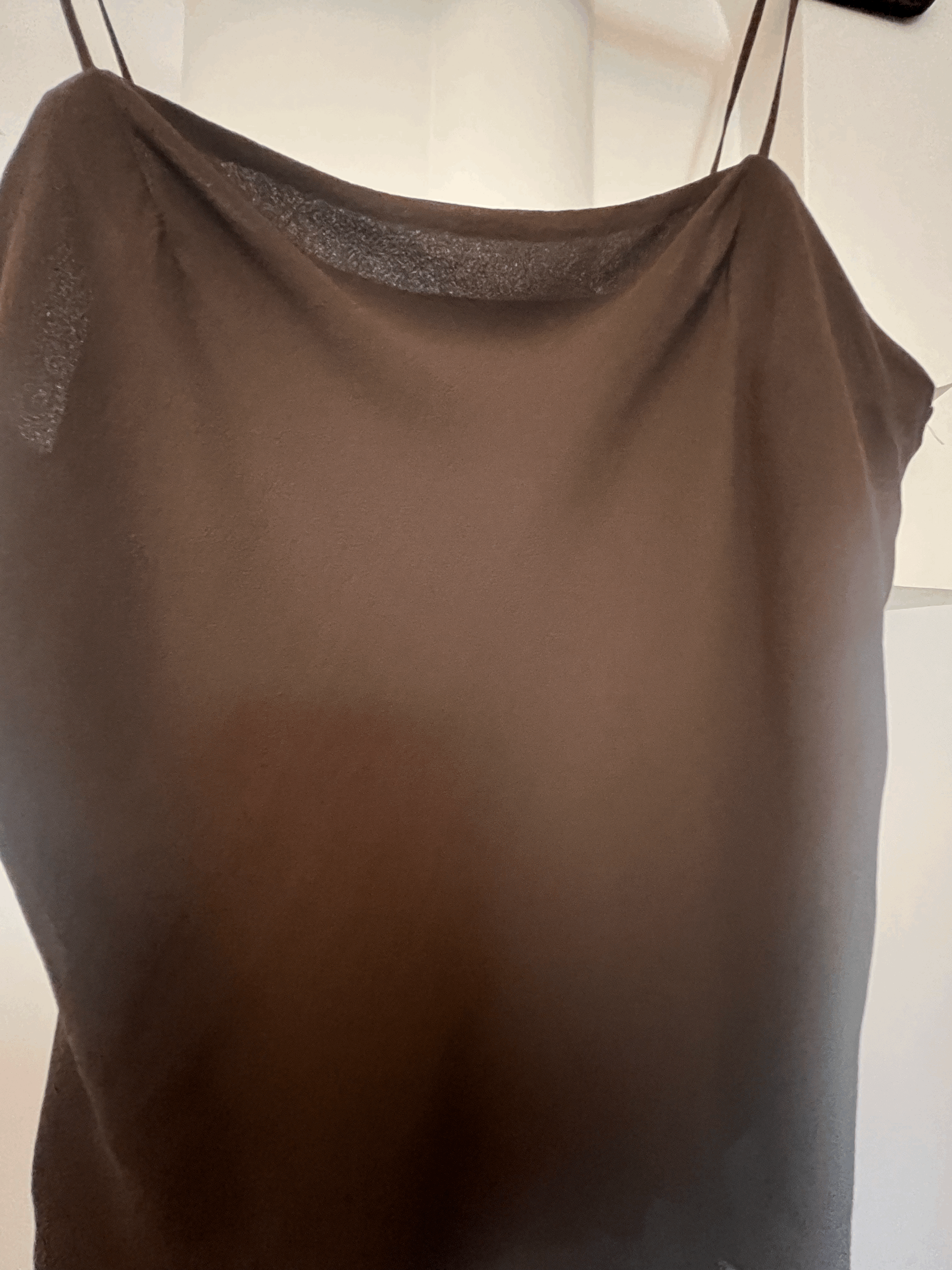 1990s INC Chocolate Brown Silk Bias Camisole Top Sz 6 detail