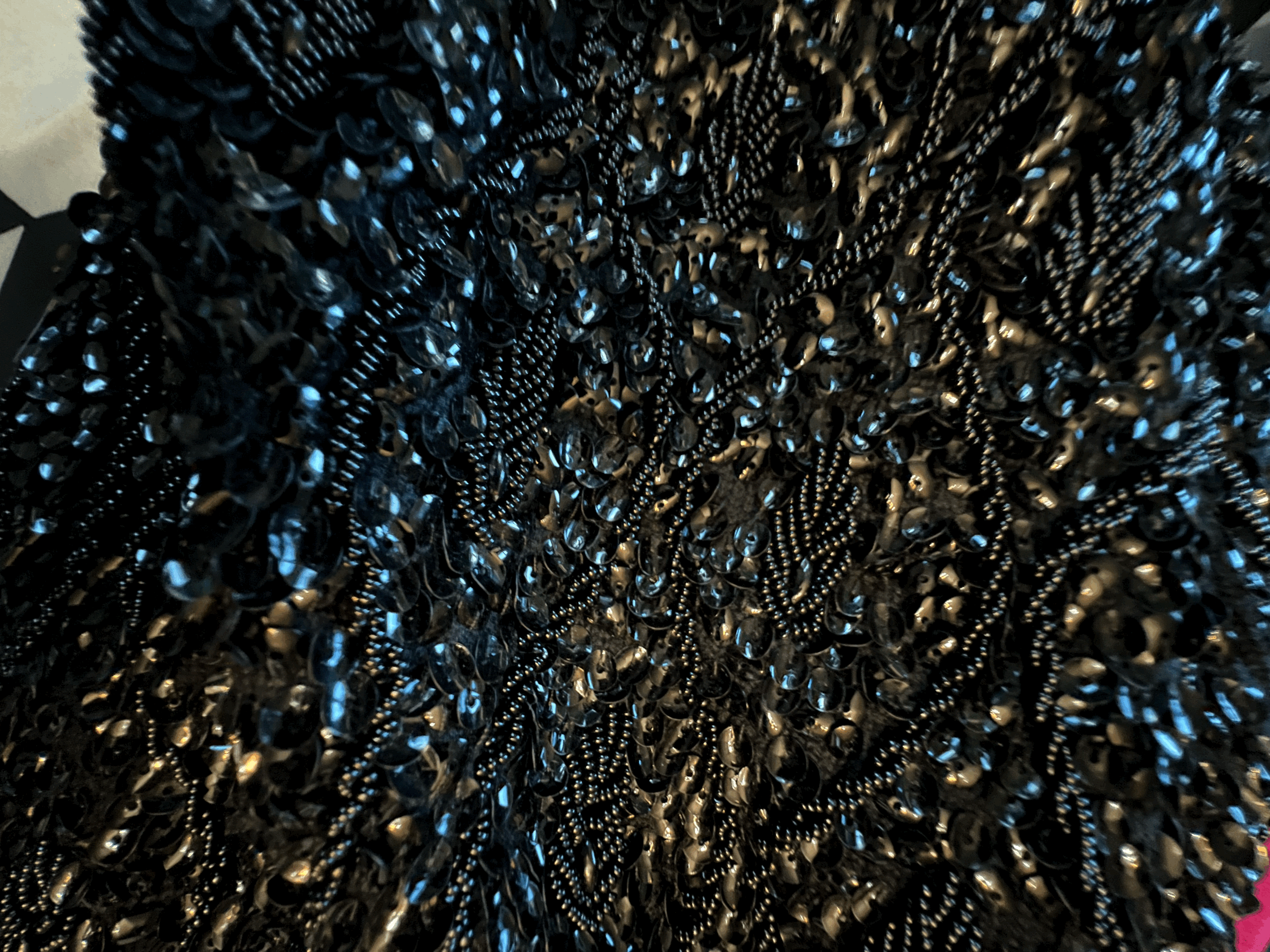 1950s Wool Black Sequin and Bead Encrusted Sleeveless Fringe Shell Sz 40 alt