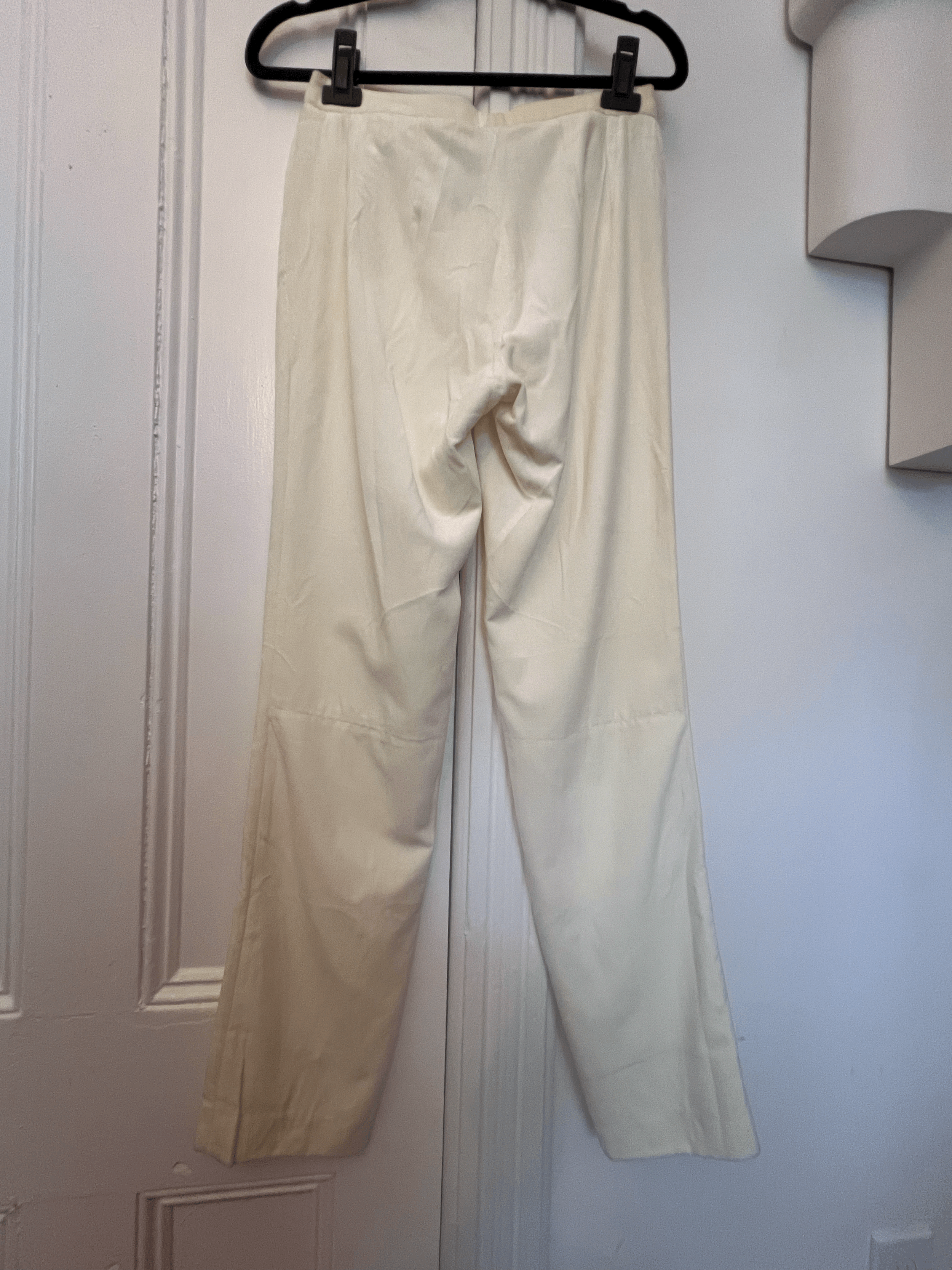 1990s Costume National Ivory Ombre Velvet Tab Trousers with Ankle Zippers Sz 42 back