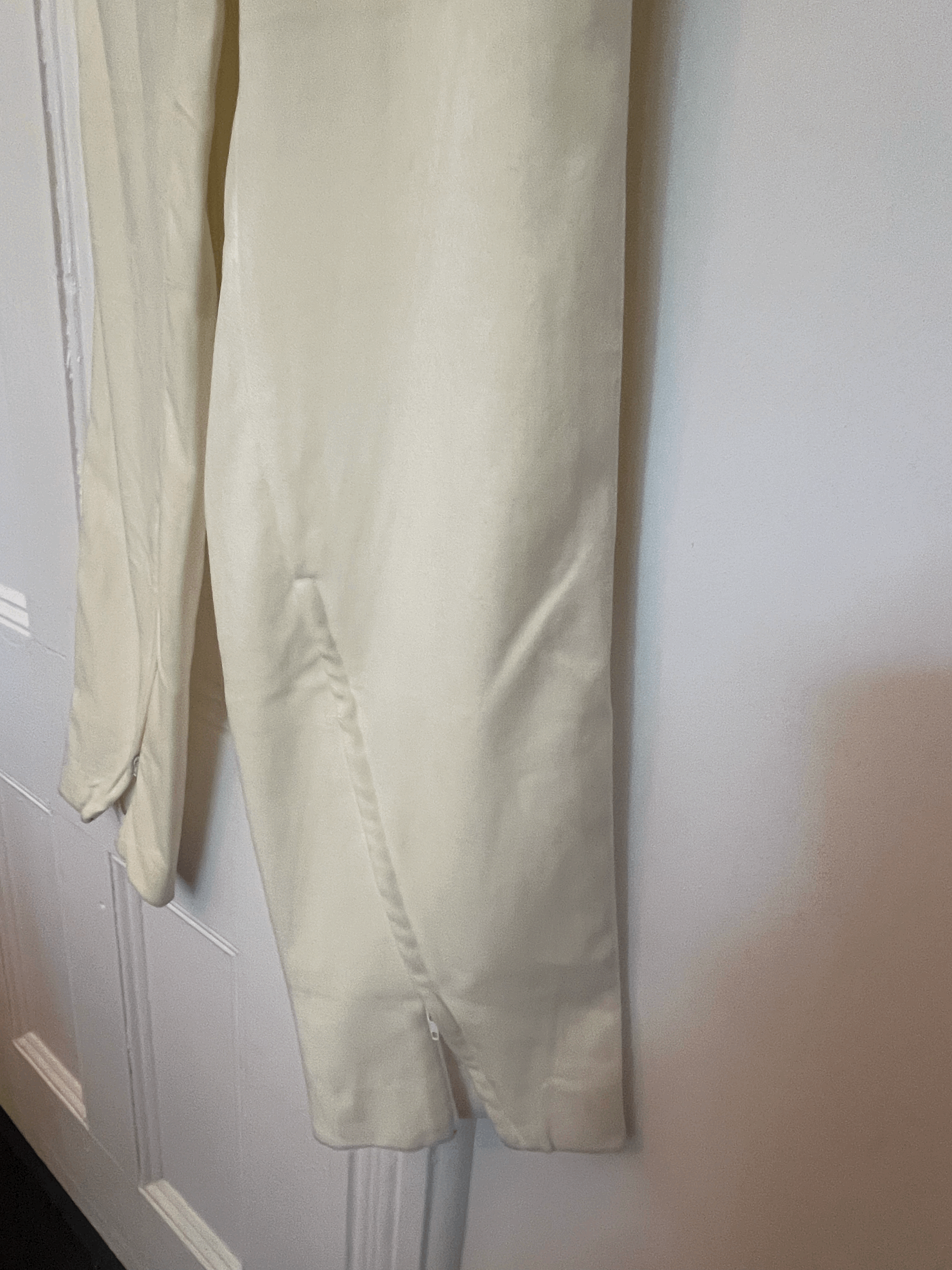 1990s Costume National Ivory Ombre Velvet Tab Trousers with Ankle Zippers Sz 42 zipper