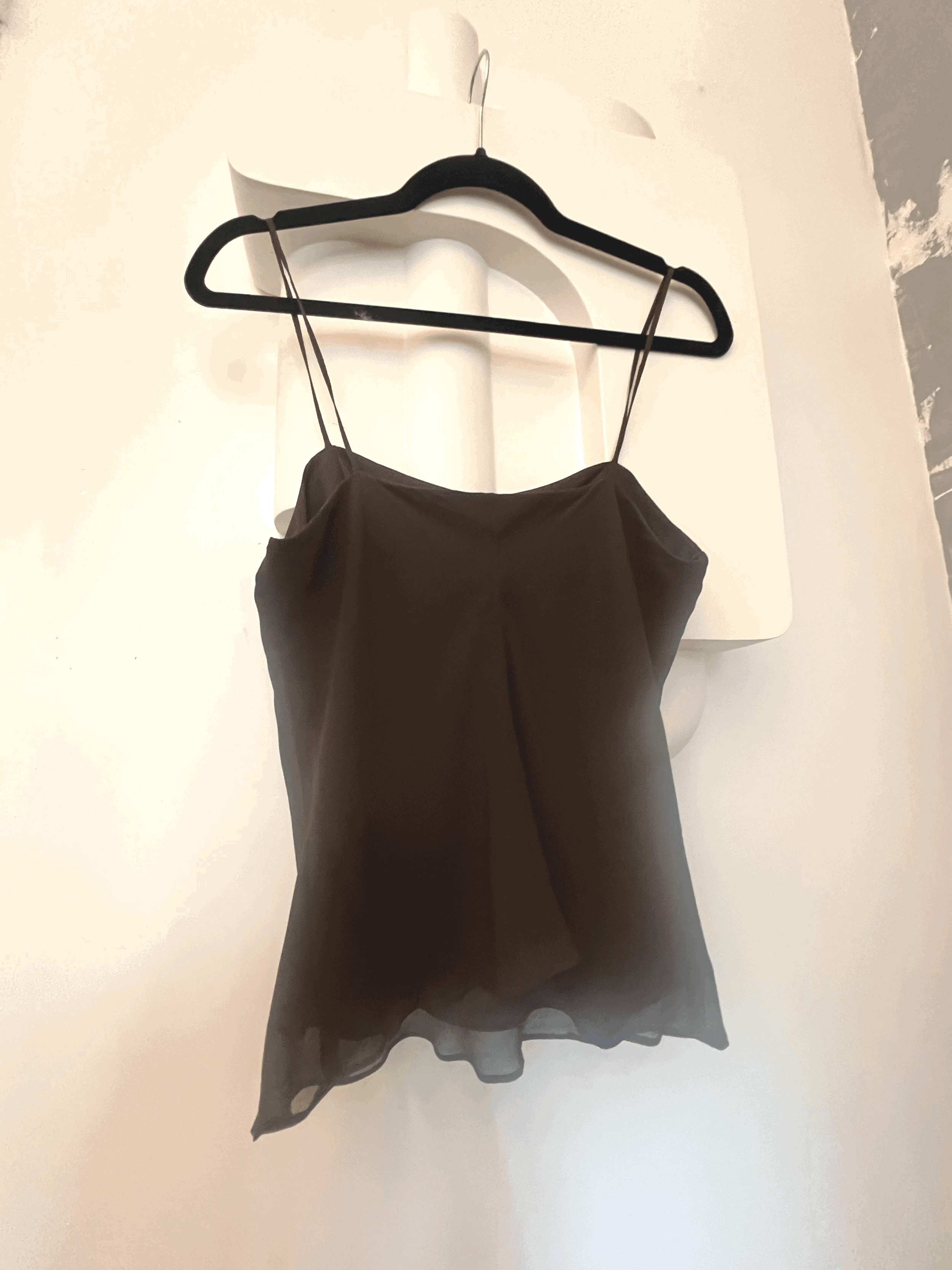 1990s INC Chocolate Brown Silk Bias Camisole Top Sz 6 back