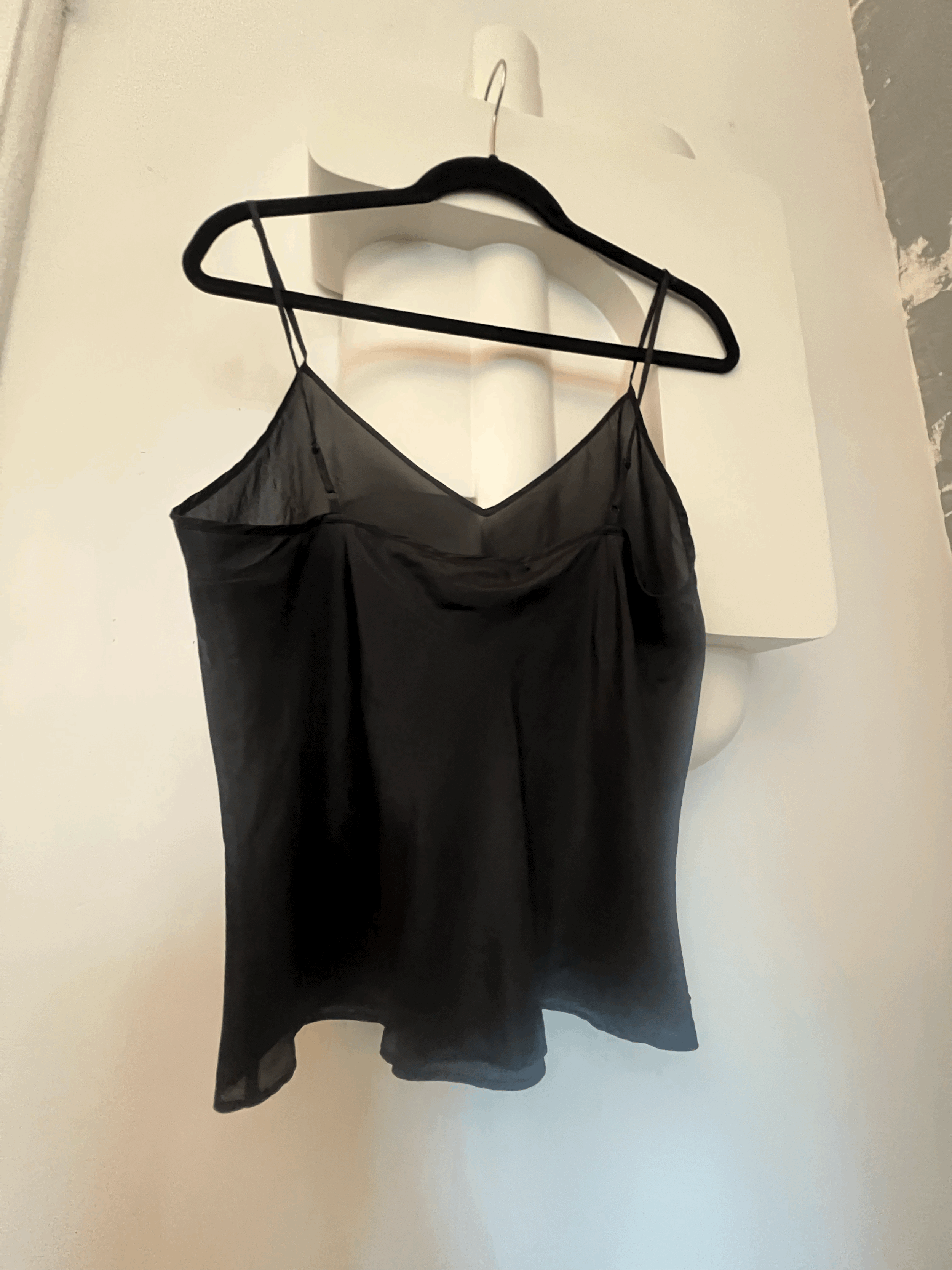 Sunny Leigh black sheer Bias Camisole Top Sz XL back