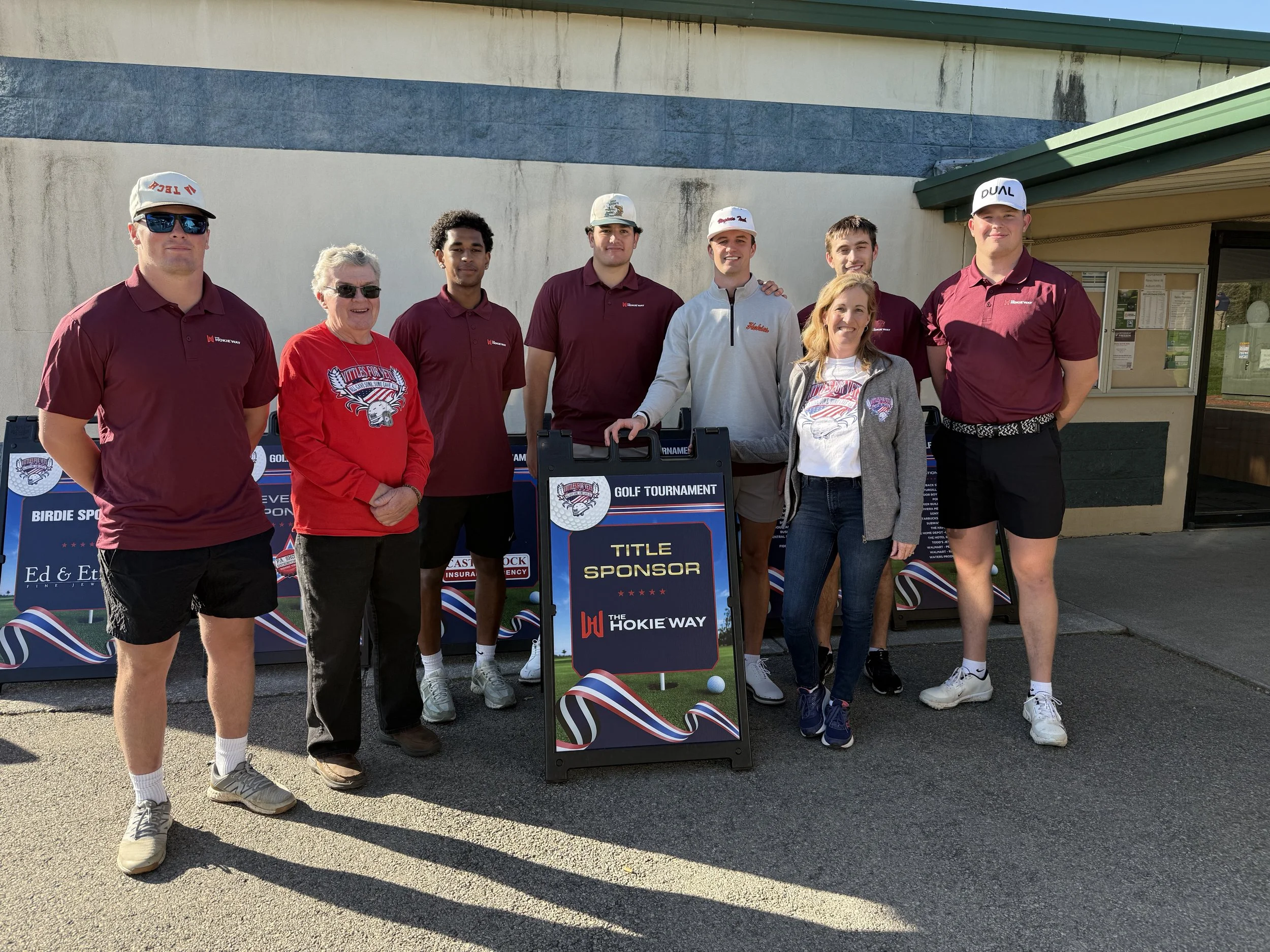 VT Football's Tucker Holloway, Johnny Garrett, Harrison Saint Germain, and George Ballance Join Men's Soccer's Mathias Yohannes and Evan Schroeder at Vittles for Vets' "Defenders of Freedom" Golf Tournament