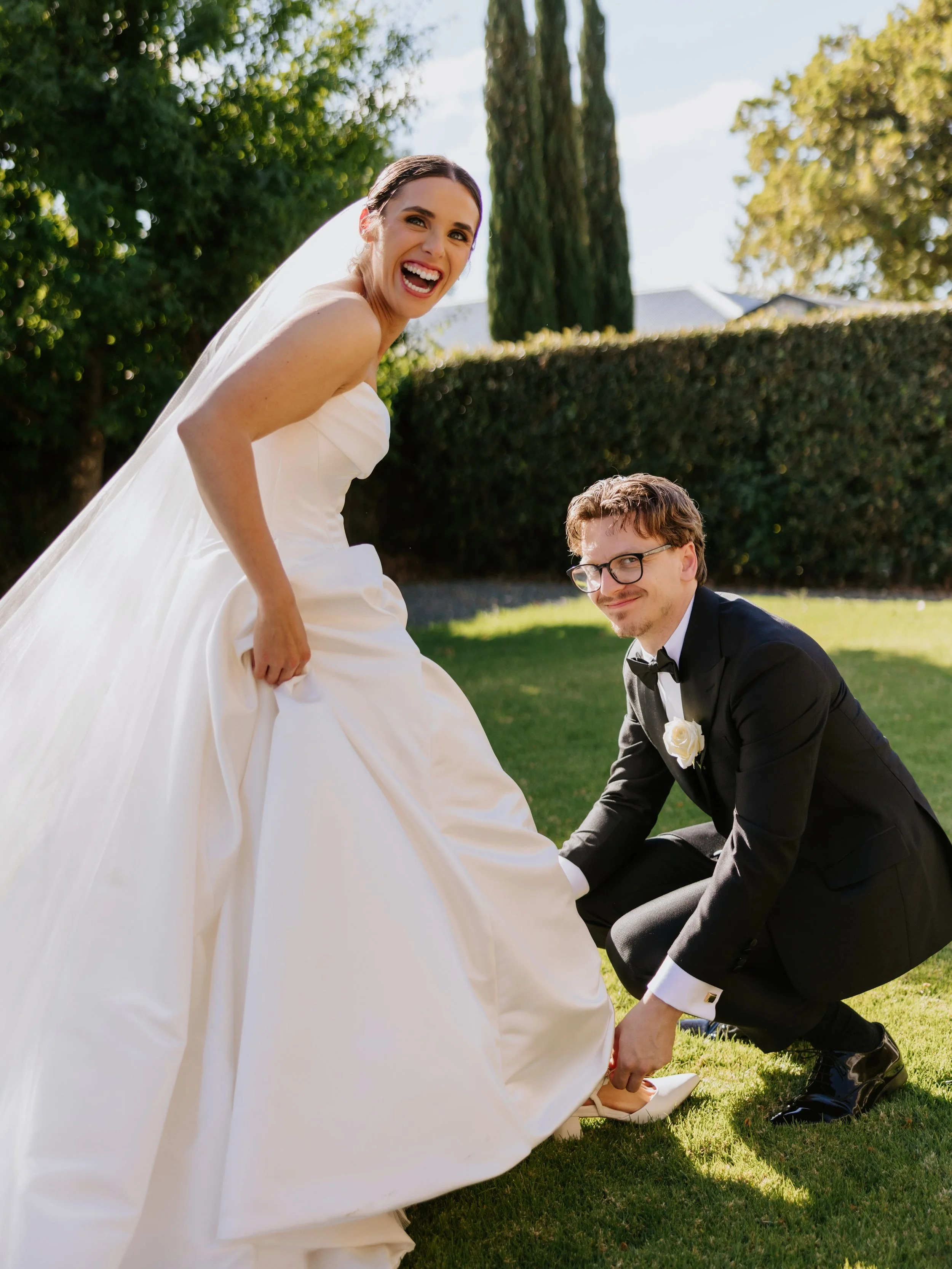 Mr + Mrs Stewart ✨ 

After checking the weather 57 times the sun decided to shine down on these two and for good reason! They don&rsquo;t need any rainy day good luck! Liv and Glen how perfectly matched you two are. 

Cannot wait to share more from t