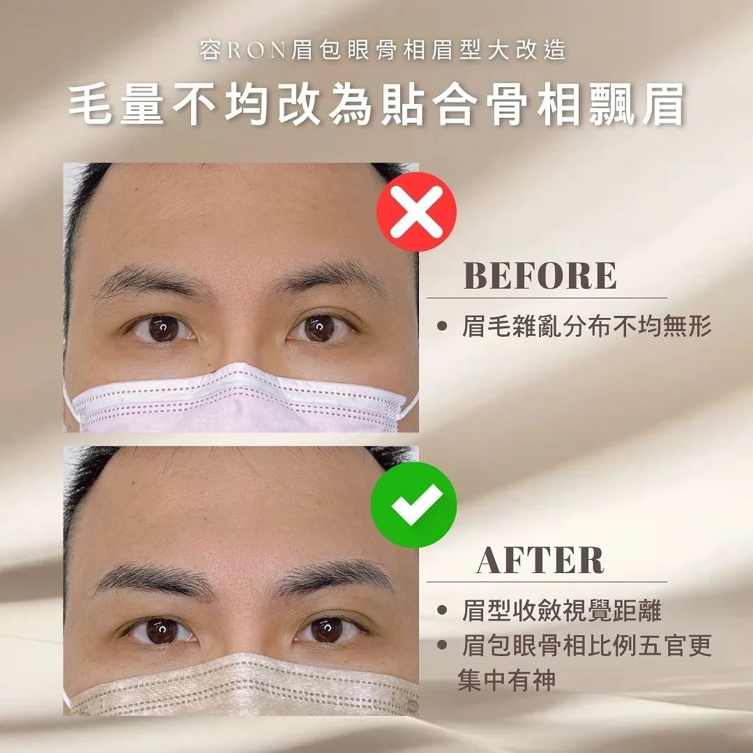 👀只改眉毛，竟然像長出真的眉毛一樣自然！？
⠀
很多人以為「飄眉只是補空洞」，但真正厲害的飄眉，
其實是在用毛流，打造仿真眉毛的立體感！
⠀
《容RON半永久紋繡專門院》專為想要極致自然感設計的
✨【仿真毛流飄眉技術】
✔ 一根一根手工刻畫，還原真實眉毛走向
✔ 根據膚色與毛髮特調色料，自然不突兀
✔ 精準調整眉型，讓眉尾提神、眉頭柔順
⠀
💡為什麼這麼多男生都選擇飄眉？
因為飄眉就像天生眉毛濃密，看不出紋繡痕跡
連許多追求自然感的女生也愛上這種柔和真實感
⠀
改善後效果：
💖 仿真毛流自