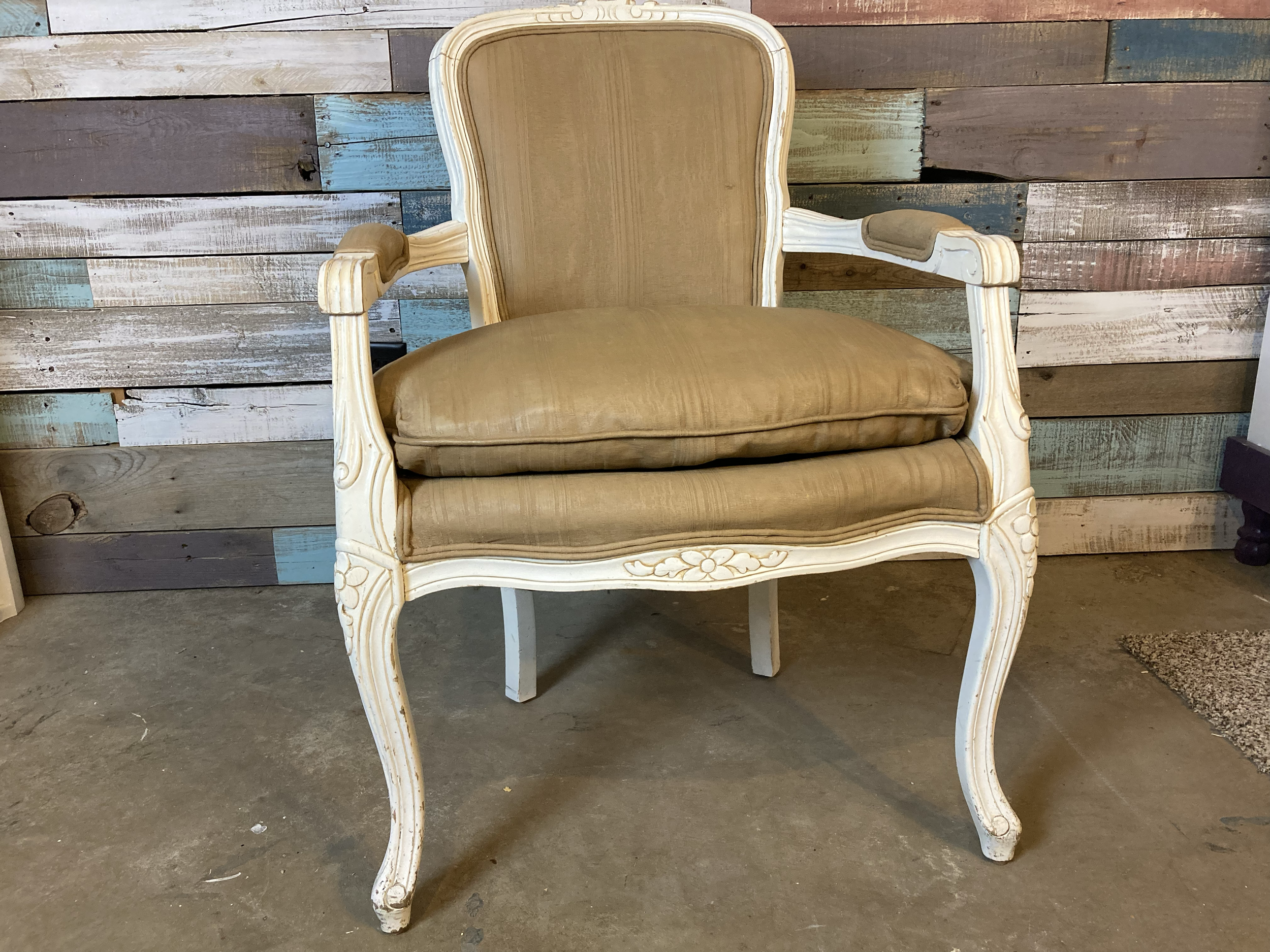 And here's the finished product!  It took several coats of this neutral color to disguise the plaid pattern underneath.  