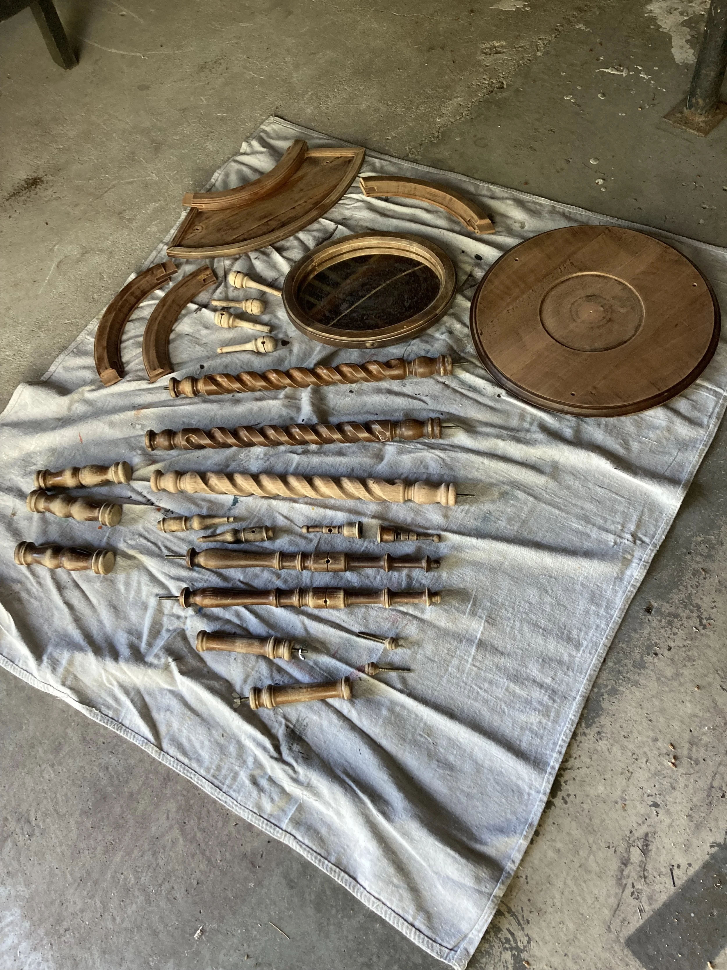 We had gotten this piece from family, and had already taken it apart before we thought to take a picture of it.  It is taking a long time to sand all these pieces.