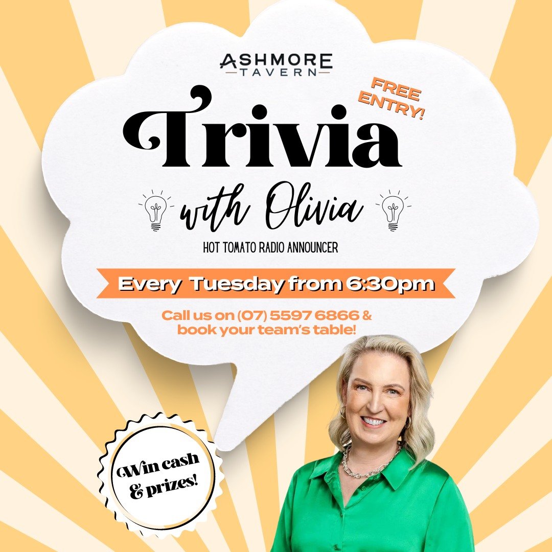 Get ready for a brain-teasing blast at Ashmore Tavern's Tuesday Trivia from 6:30pm tonight! 💡🧠

Join us and put your thinking caps on for a chance to win cash &amp; prizes. And the best part? It's FREE to play!

Gather your team and book now. Call 