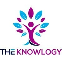 Logo of "The Knowlogy" with a stylized figure and tree, featuring purple and blue leaves.