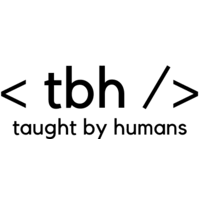 Logo with text "< tbh /> taught by humans."