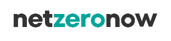 "Net Zero Now" logo with a mix of black and teal text on a transparent background.