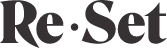 "Re:Set" logo in black font with a stylized dot between "Re" and "Set".