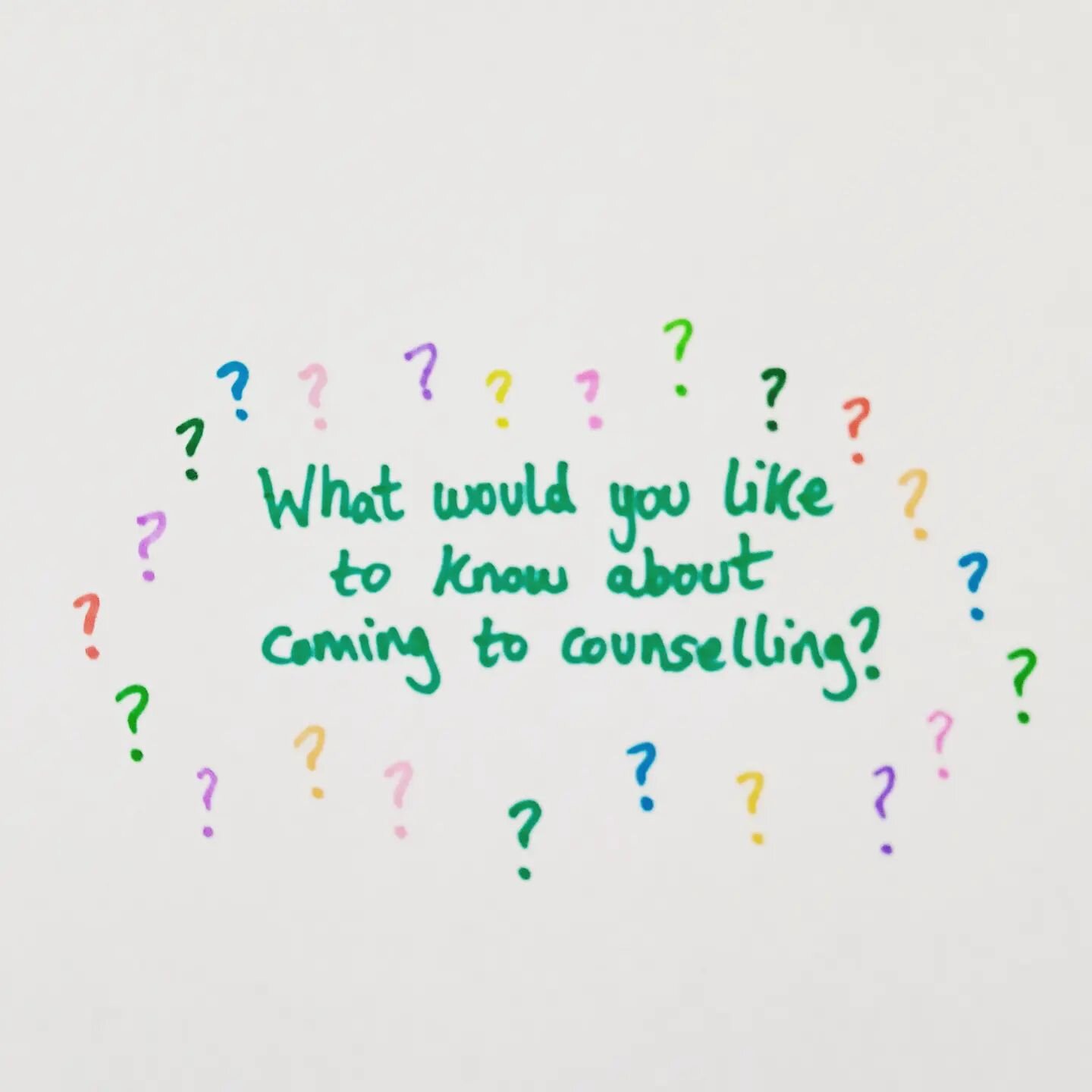 What do you want to know about coming to therapy?
 
I'm developing some FAQs for my website for folks to find some of the answers they need about counselling. 

The idea of having counselling can be a daunting prospect, even if you know it is somethi