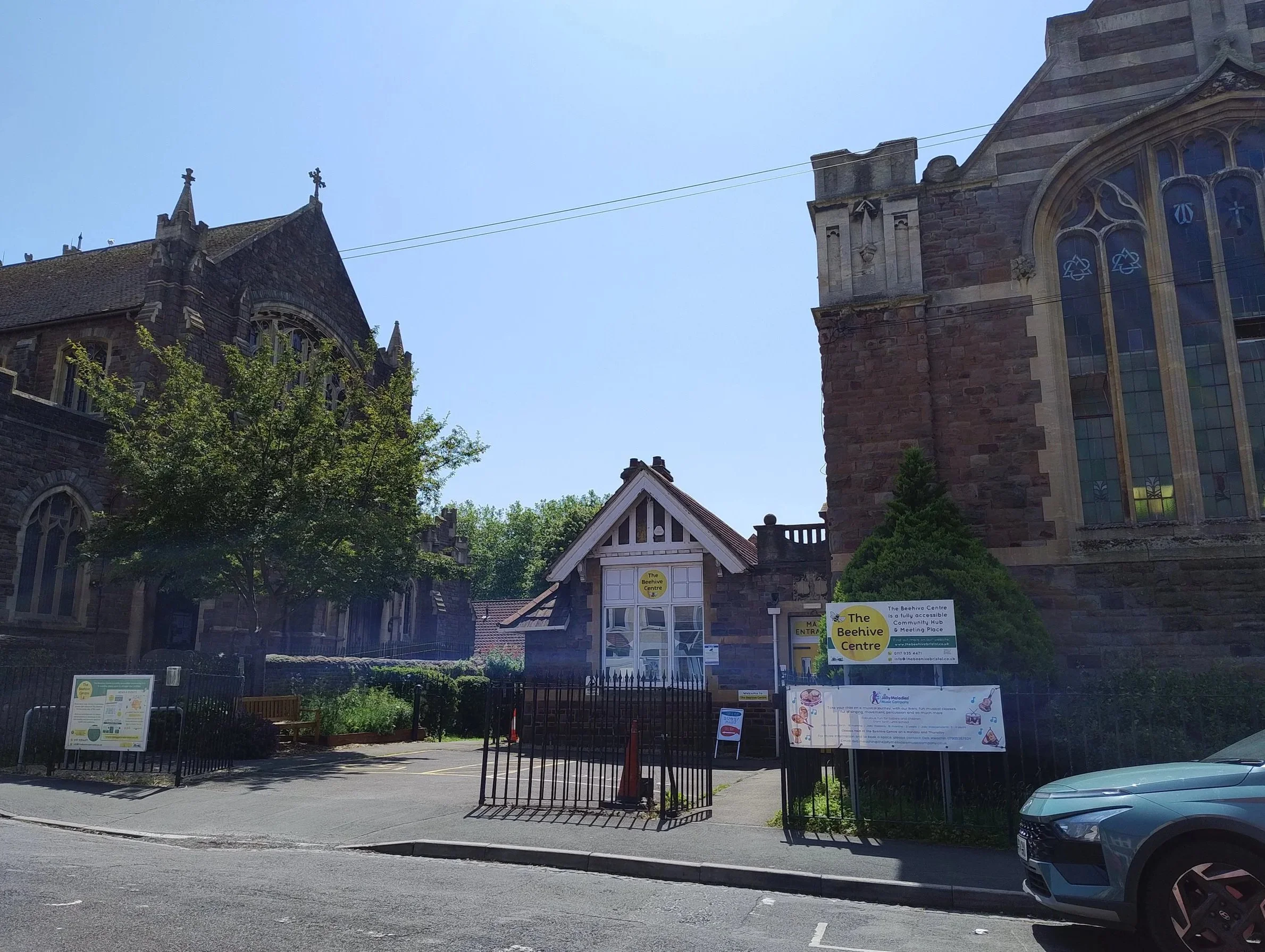 The Beehive Centre with disabled and cycle parking infront of the building