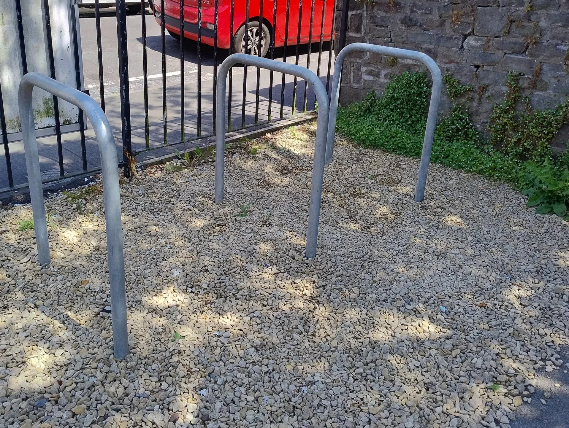 Three Sheffield stands for bike parking