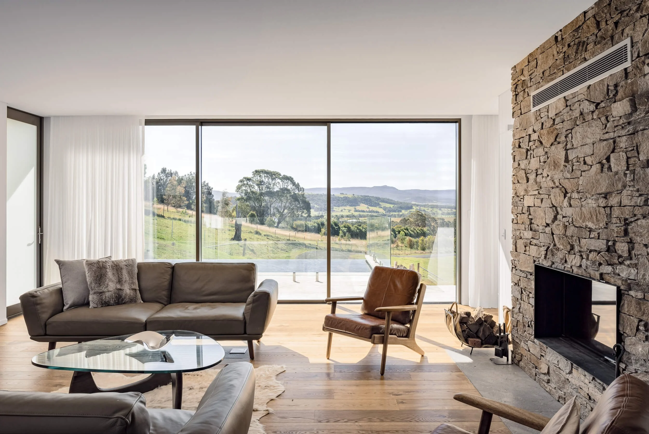 Double-glazed energy efficiency at Seven Mile. Premium architectural photography and film documenting an off-grid custom build by QBC Constructions in Regional NSW.