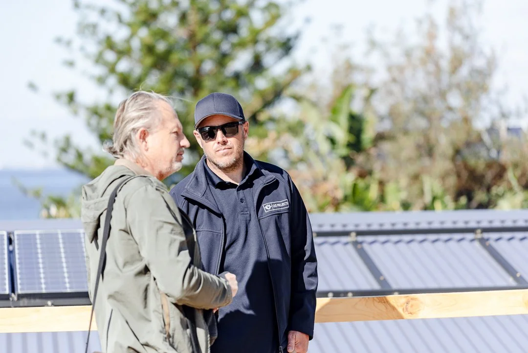 Premium architectural cinema and brand film still featuring CKS Projects builder Keiron Moore and architect Mike Vail collaborating on site in Wombarra, Regional NSW.