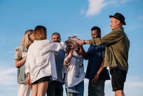 Group of people celebrating a toast