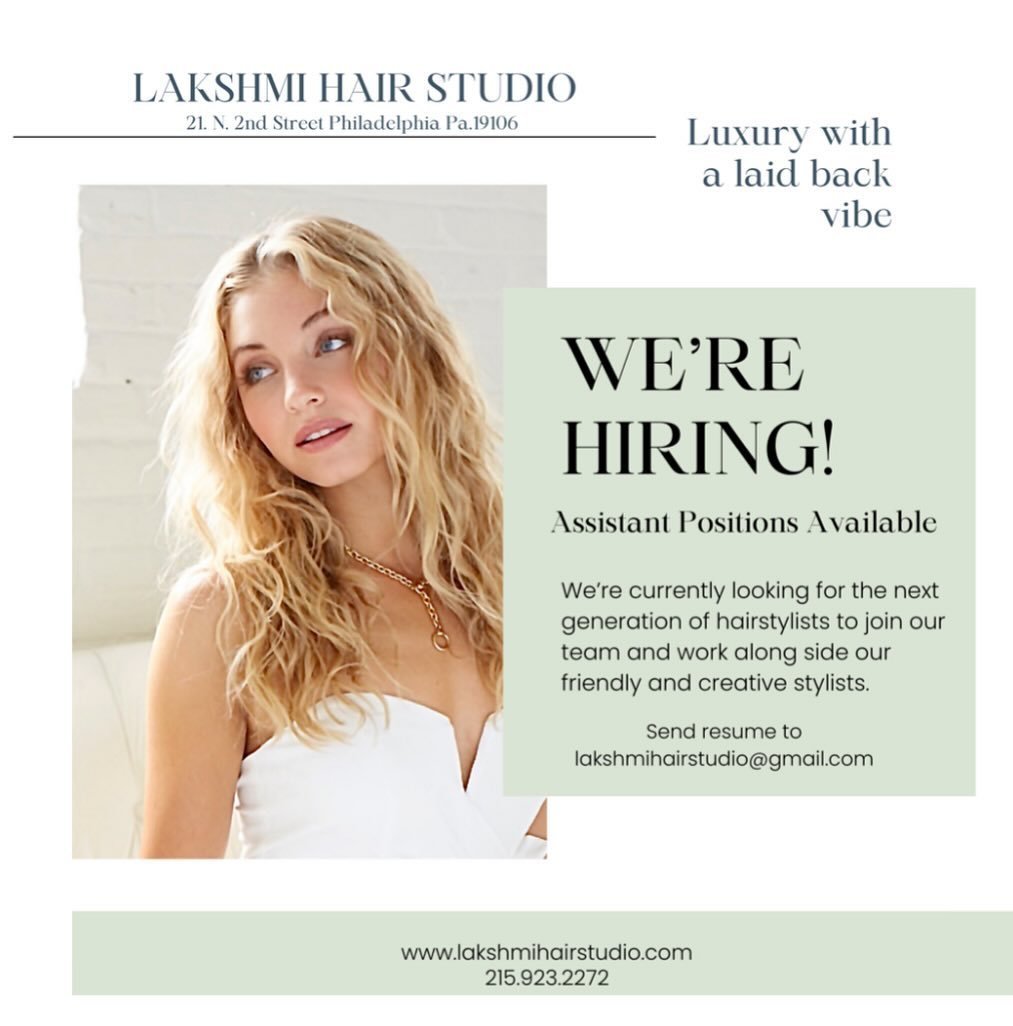 Come join our team and spend your days with our skilled stylists in our beautiful studio space. 

Immediate position available
.&bull; Must hold current license in state of Pa. 
&bull; Compatible pay + tips 
&bull; Cultivate your craft with in salon 