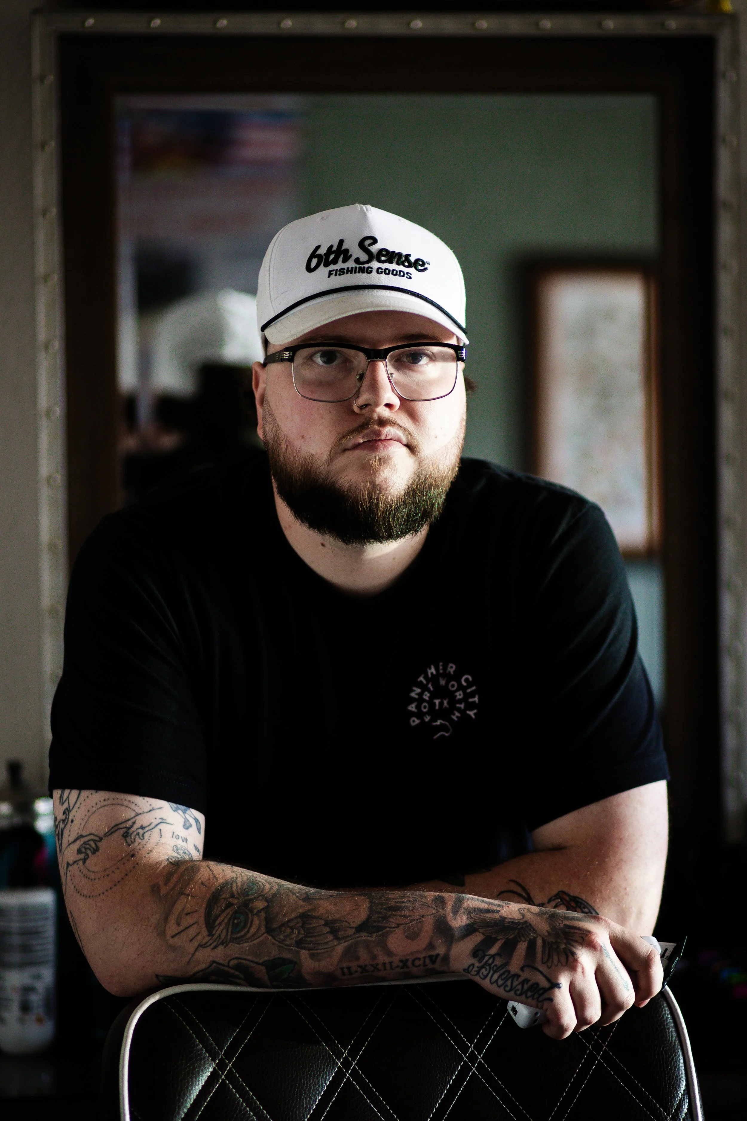 Connor the barber at Stone and Razor Barbershop in Burleson, Texas