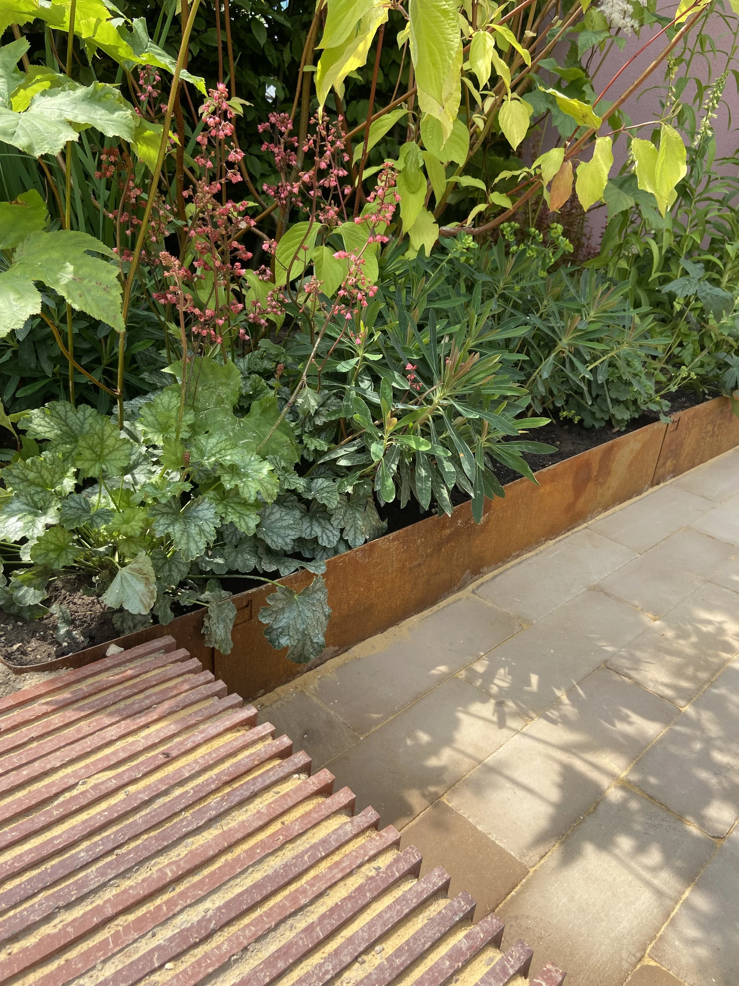 Corten steel edging and planting