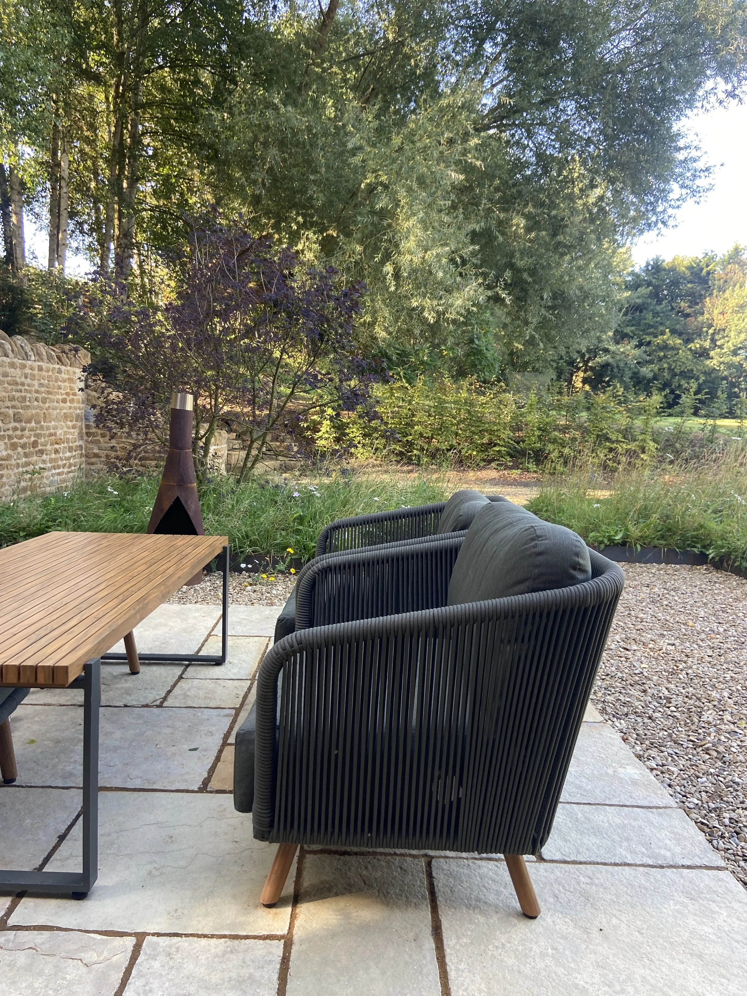 Evening seating area and firepit