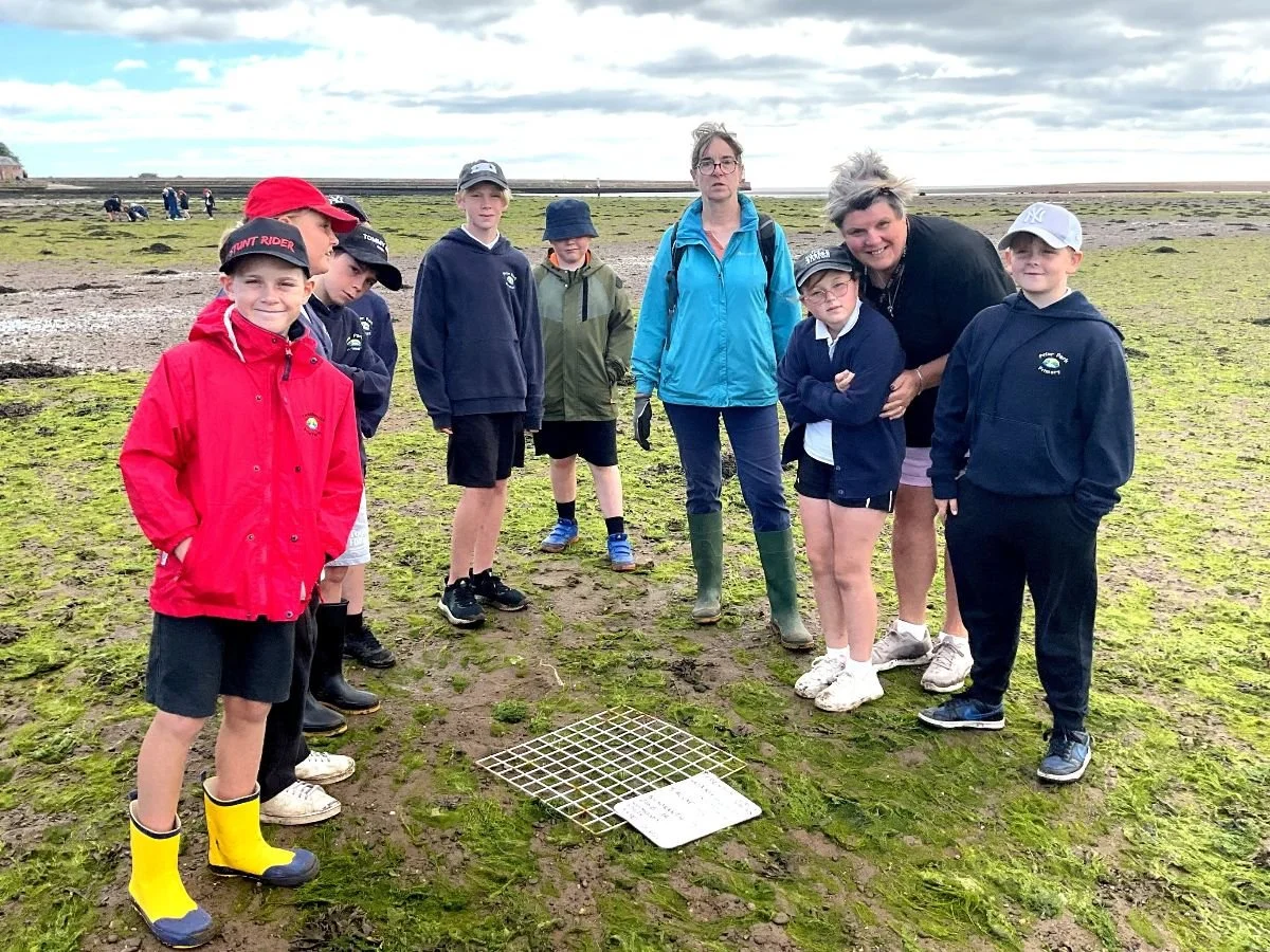 Pupils with Greener Berwick's Tweed Estuary Pollution Action Group