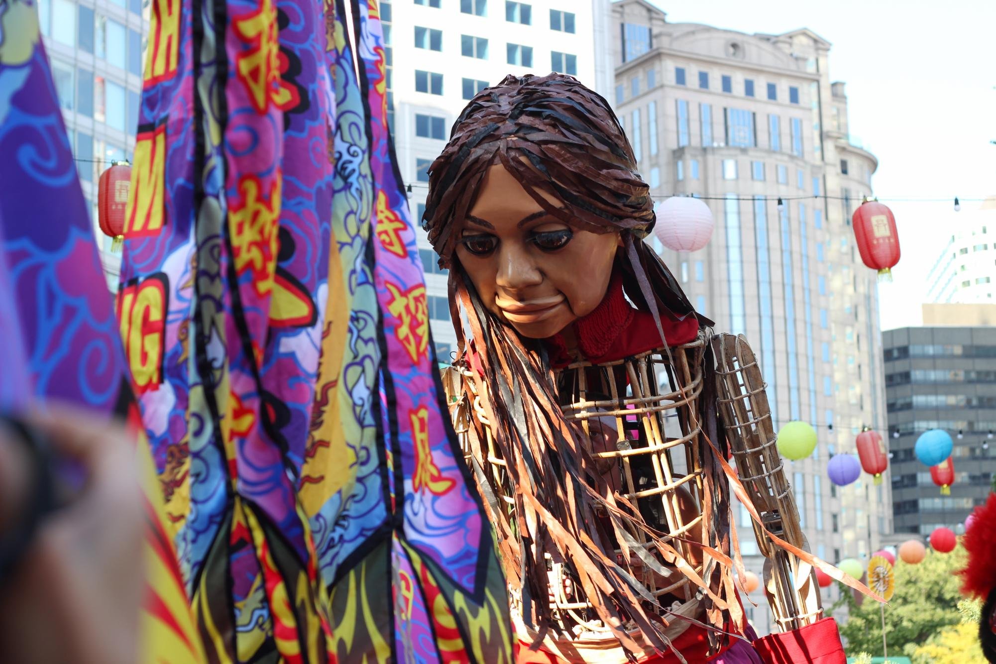 September 2023 — Little Amal was a 12-foot-tall puppet travelling around the world, sharing the story of a young Syrian refugee child and raising awareness for displaced peoples. She stopped in Boston for a weekend-long celebration, starting with a p