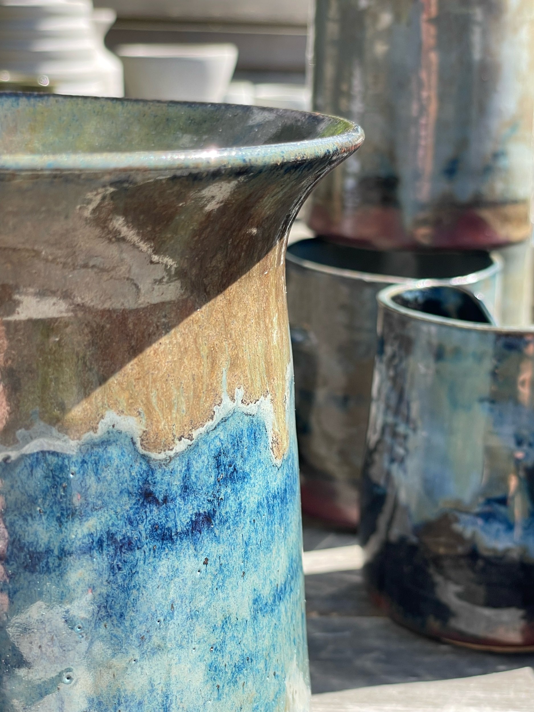 Stylish vase in midnight sky glaze