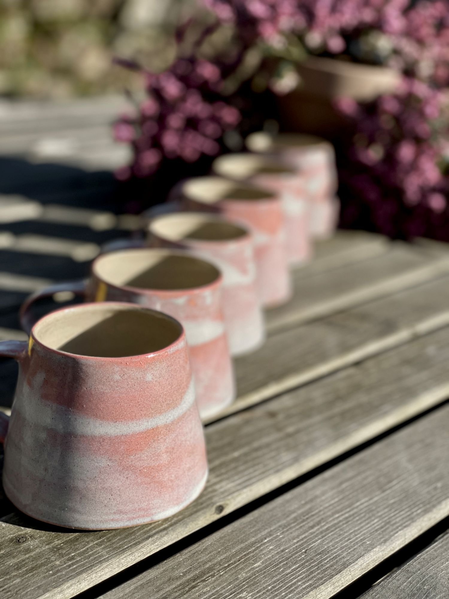 Ceramic mug in pink sky glaze