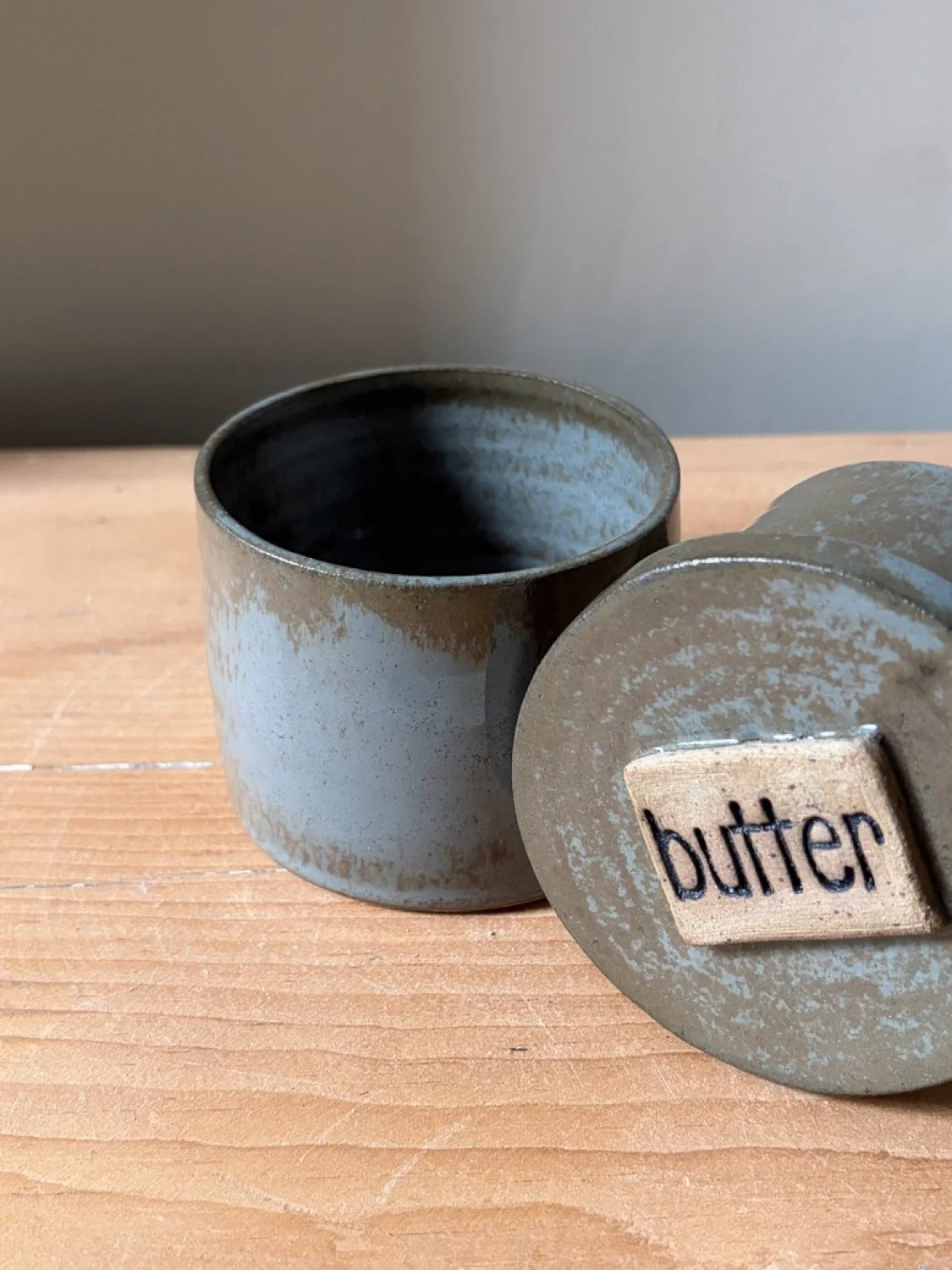 Handmade Ceramic French Butter Dish & Crock | Linda Newman image inside and outside view
