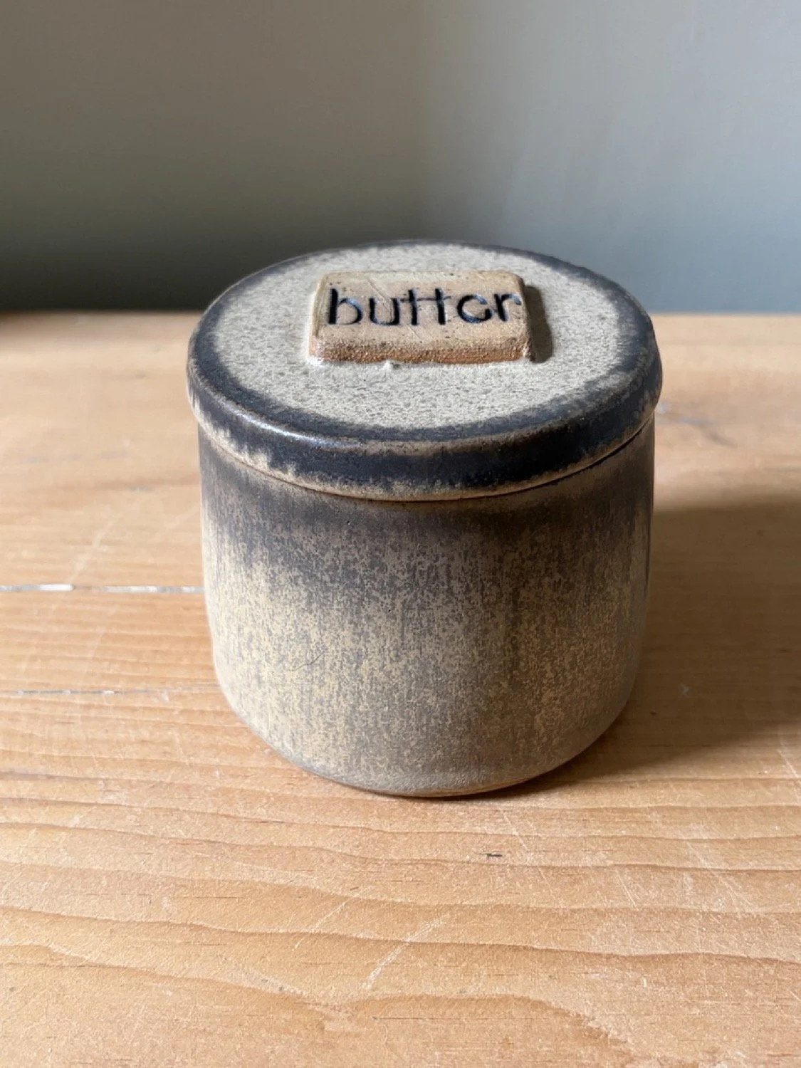 Handmade ceramic stoneware french butter press desert glaze