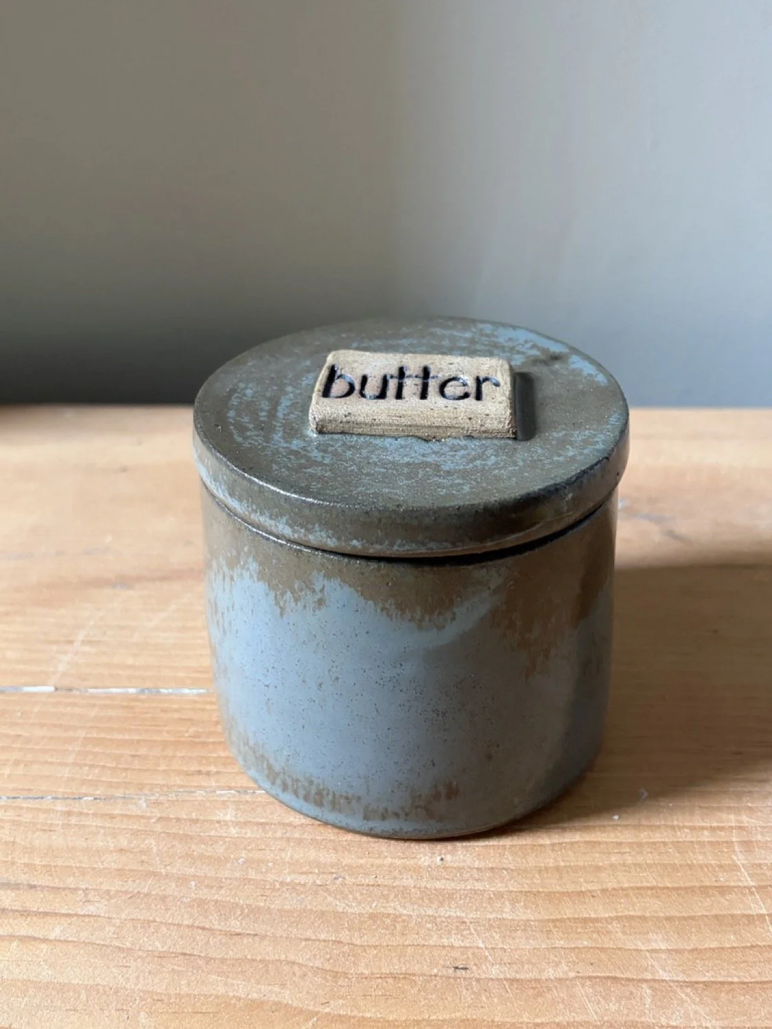 Handmade Ceramic French Butter Dish & Crock in Dust Blue Glaze | Linda Newman