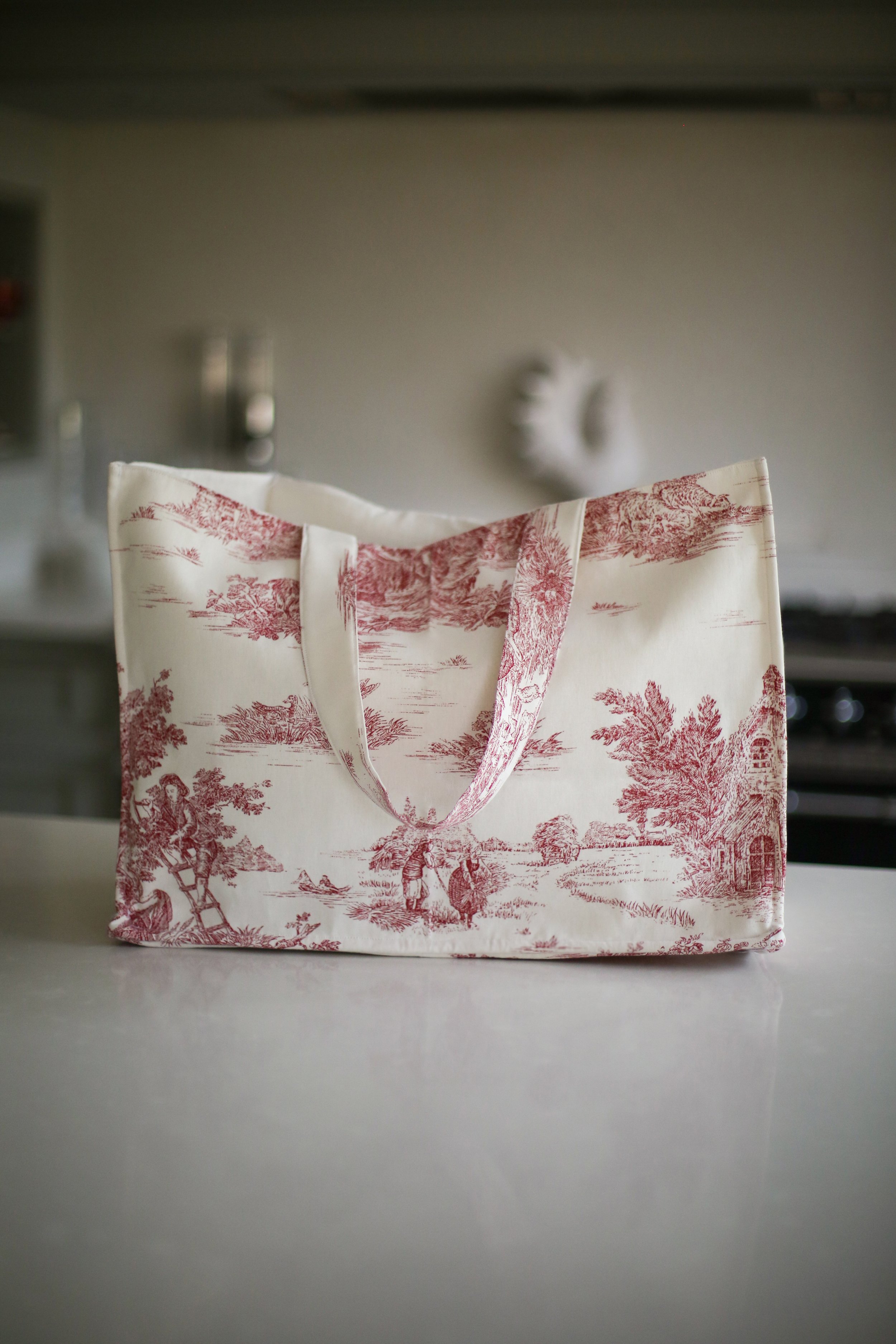 Red Toile de Jouy bag