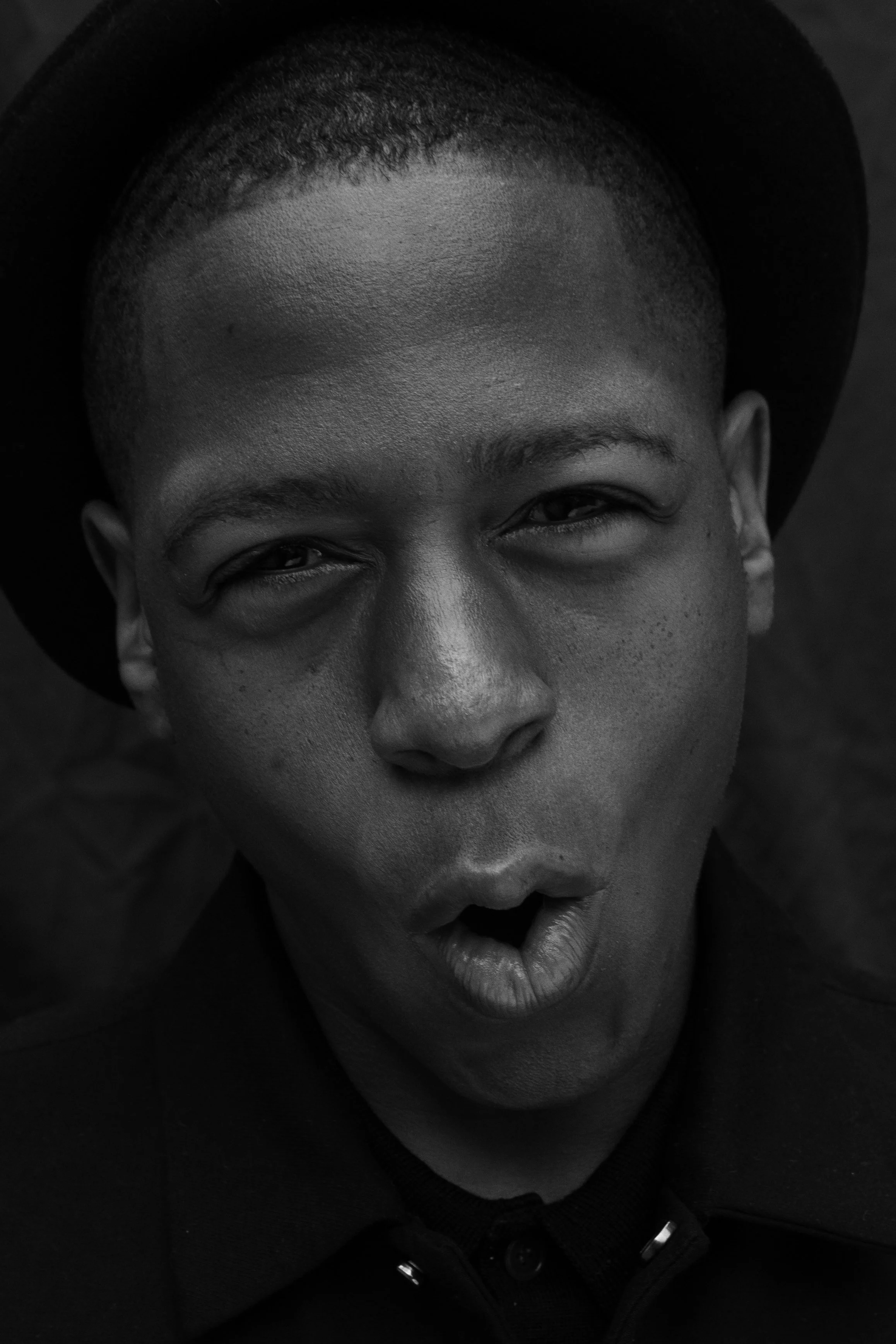 Black and white portrait.