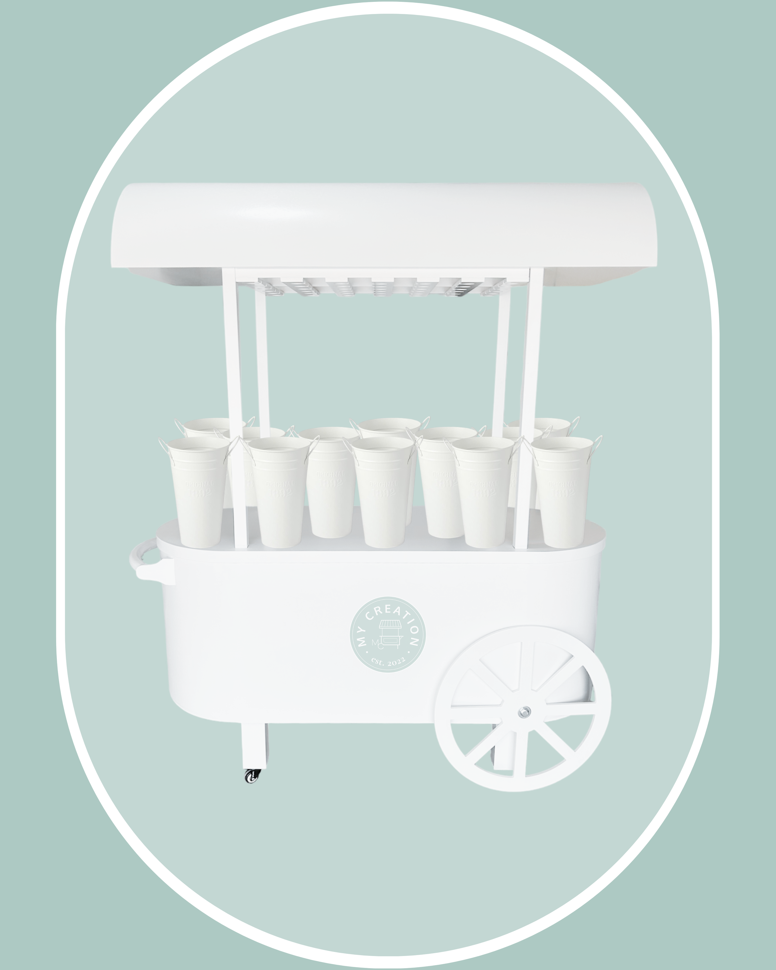  
  White Flower - Flower Cart   
      *Comes with 12 flower vases.        
  $225 plus delivery