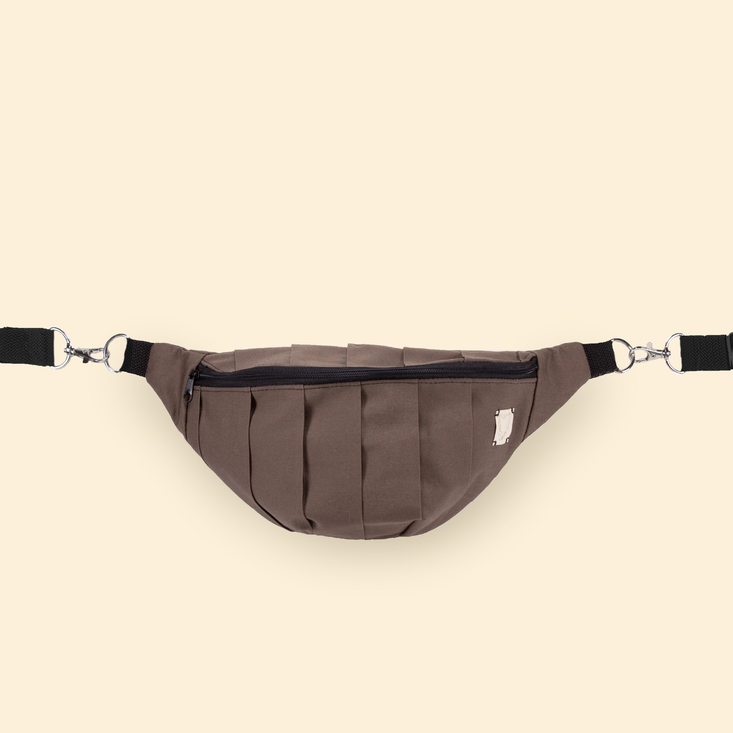 Khaki pleated and gold fanny pack