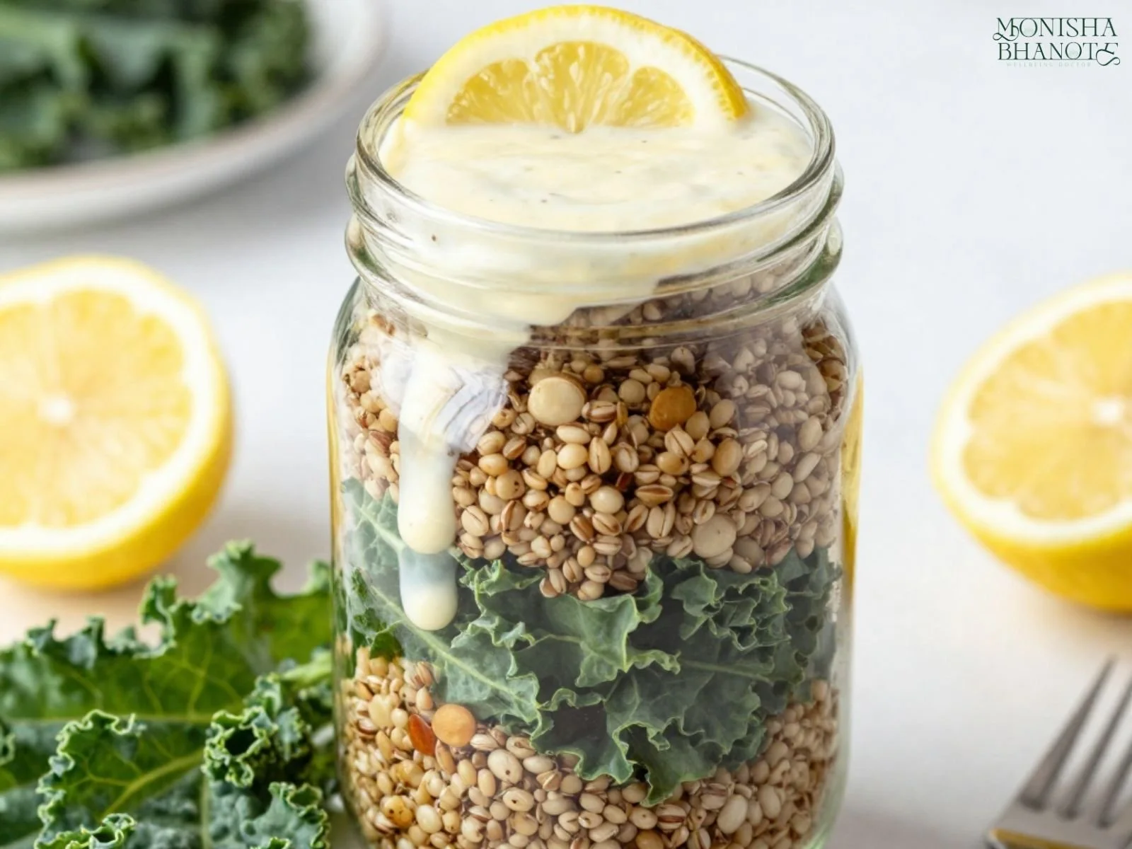 Quinoa Salad in a Jar with Lemon Dressing by Dr. Monisha Bhanote