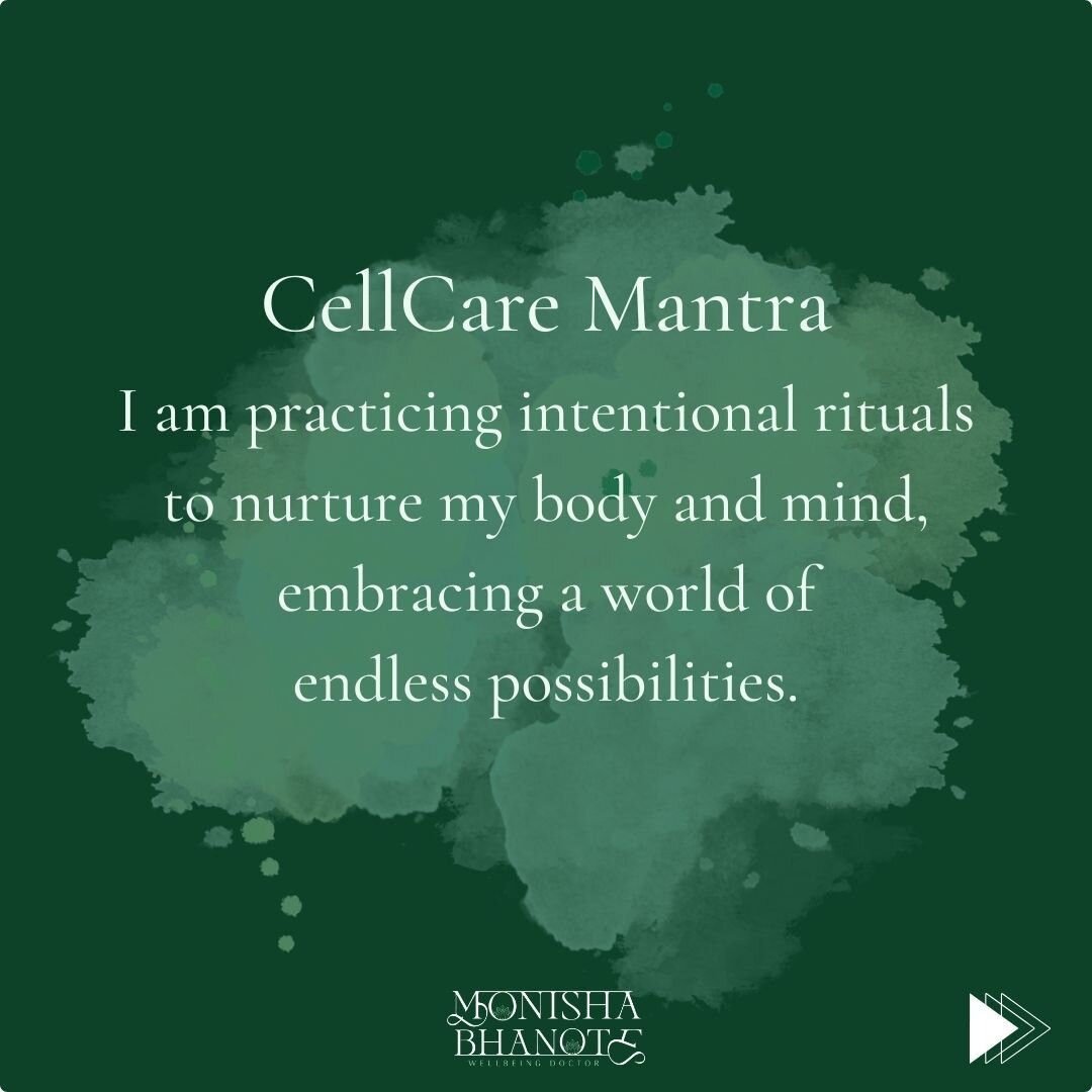 Stepping into 2024, I'm guided by a powerful mantra: 'Practicing intentional rituals to nurture my body and mind, embracing a world of endless possibilities - #CellCare 2024.' ⁠
⁠
🌟 This isn't just a phrase; it's a daily practice in the science of m