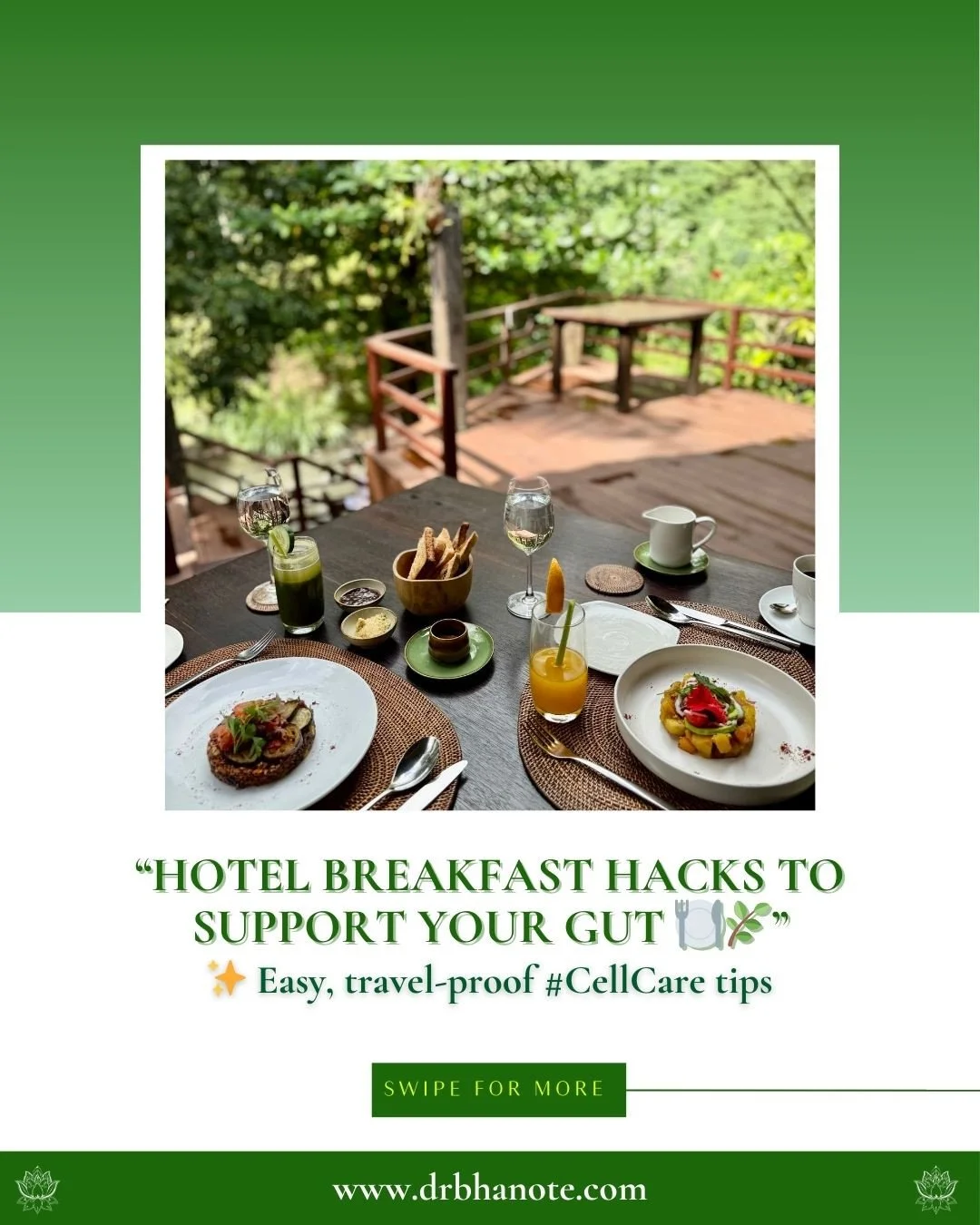 Gut-Friendly Hotel Breakfast Hacks You&rsquo;ll Actually Use ✈️🍽️⁠
⁠
Hotel breakfast buffets are convenient&mdash;but they can also throw your digestion off if you&rsquo;re not intentional.⁠
⁠
Here are 5 ways to support your gut microbiome, reduce b