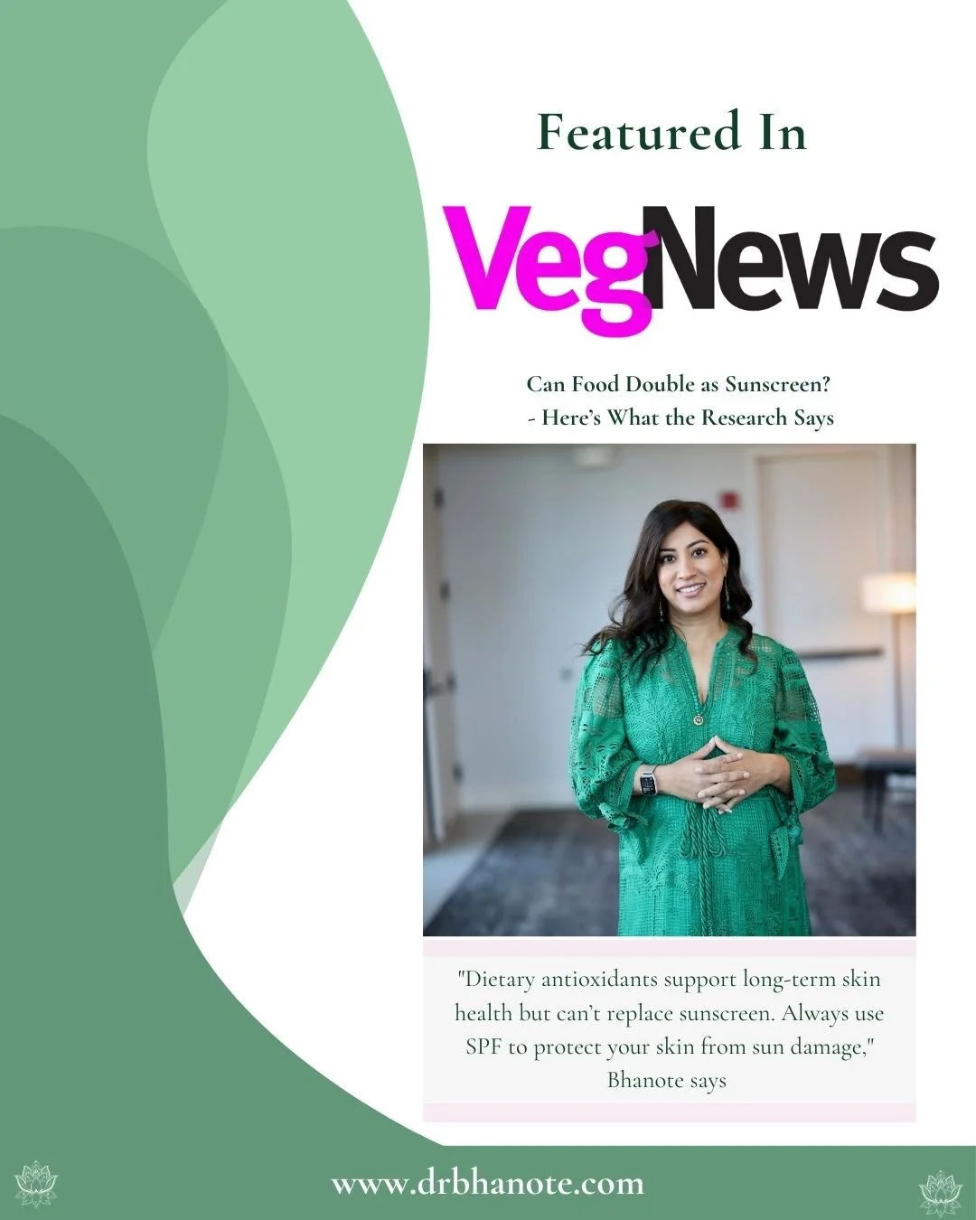 ✨ Can your plate help protect your skin?⁠
⁠
I recently spoke with VegNews about the trending idea of &ldquo;eating your SPF.&rdquo; 🥕🍅🍊⁠
⁠
Here&rsquo;s my perspective:⁠
&ldquo;Antioxidants from food are essential for long-term skin health, but the