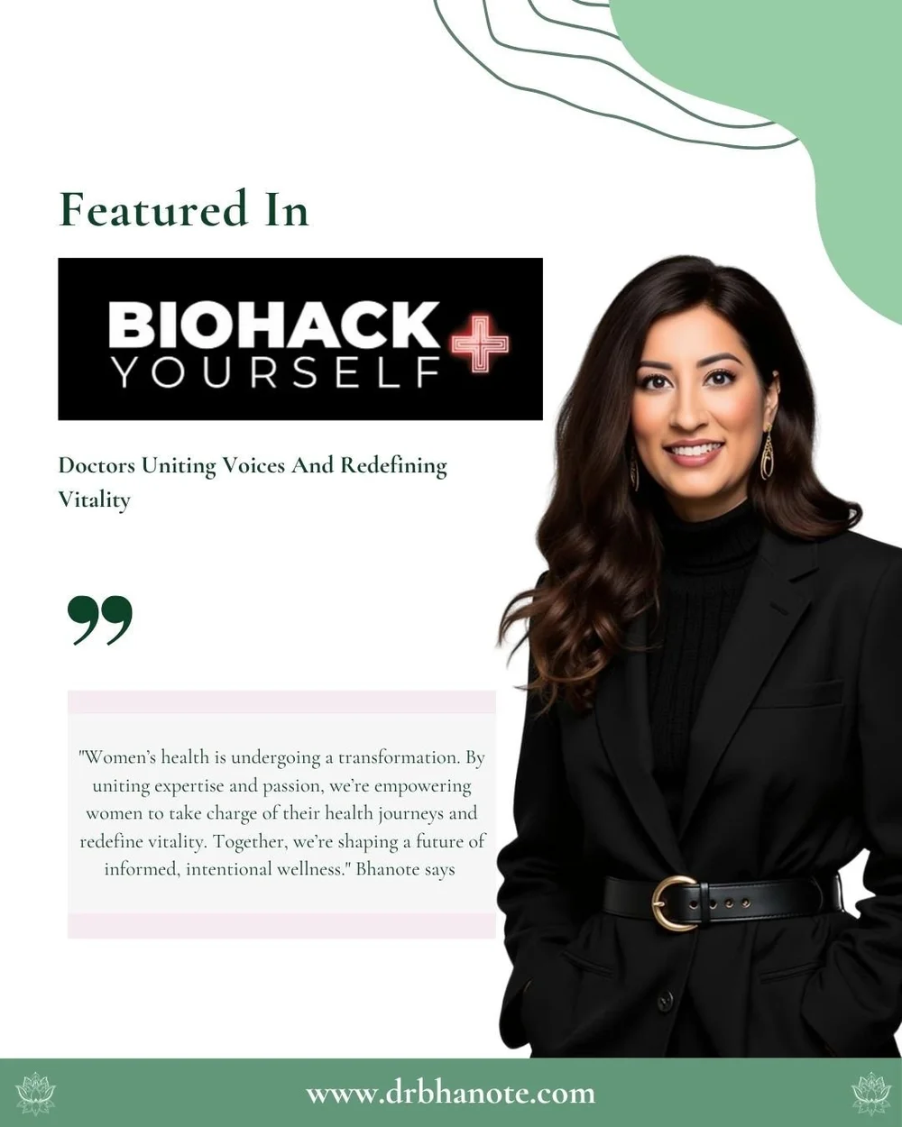 Dr. Monisha Bhanote is honored to be featured in Biohack Yourself &mdash; &ldquo;Doctors Uniting Voices &amp; Redefining Longevity&rdquo; &mdash; and to join the upcoming documentary sHEALed, alongside visionary physicians reshaping the future of hea