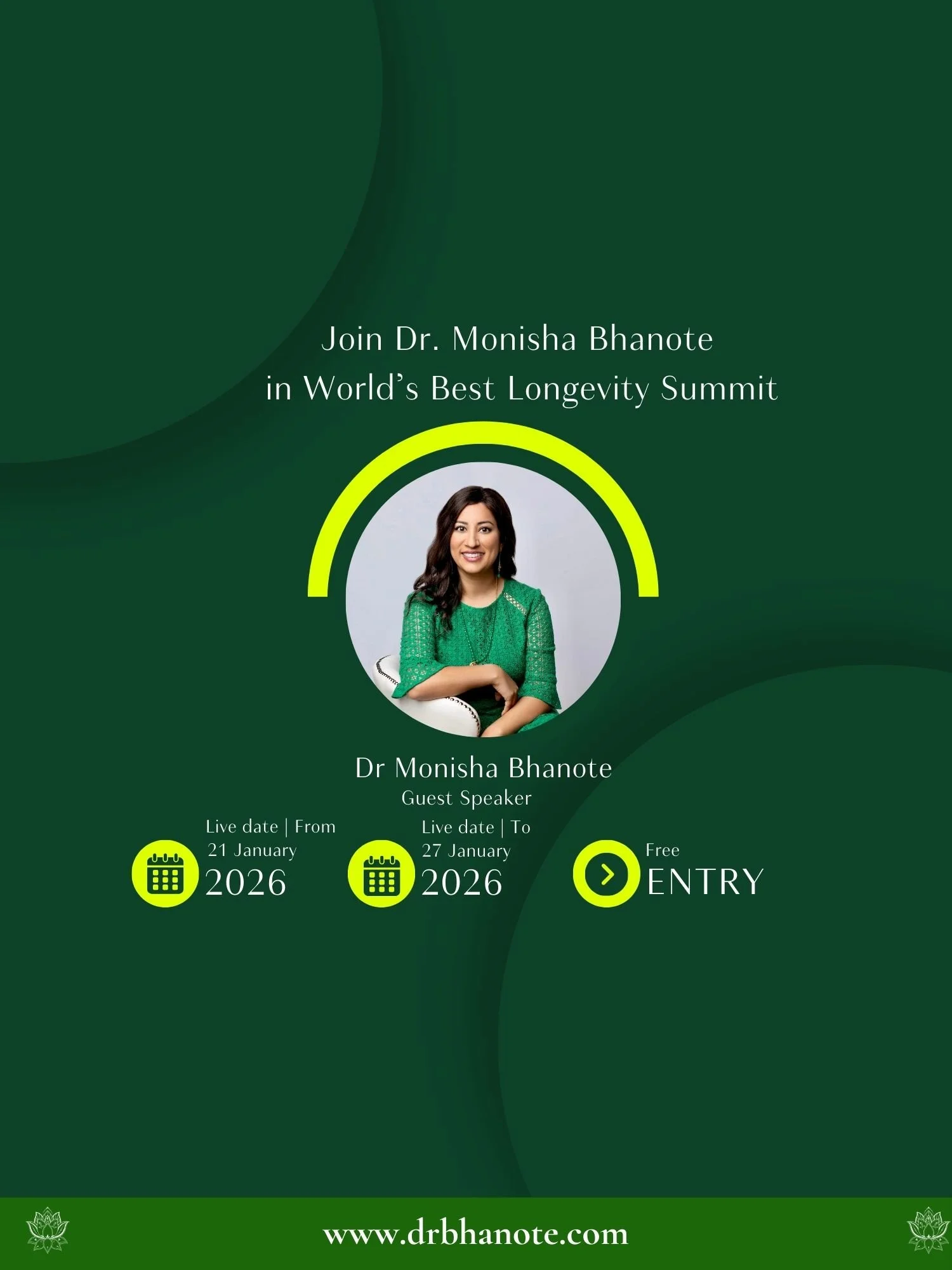 The World's Best Longevity Summit 2026 | Featuring Dr. Monisha Bhanote