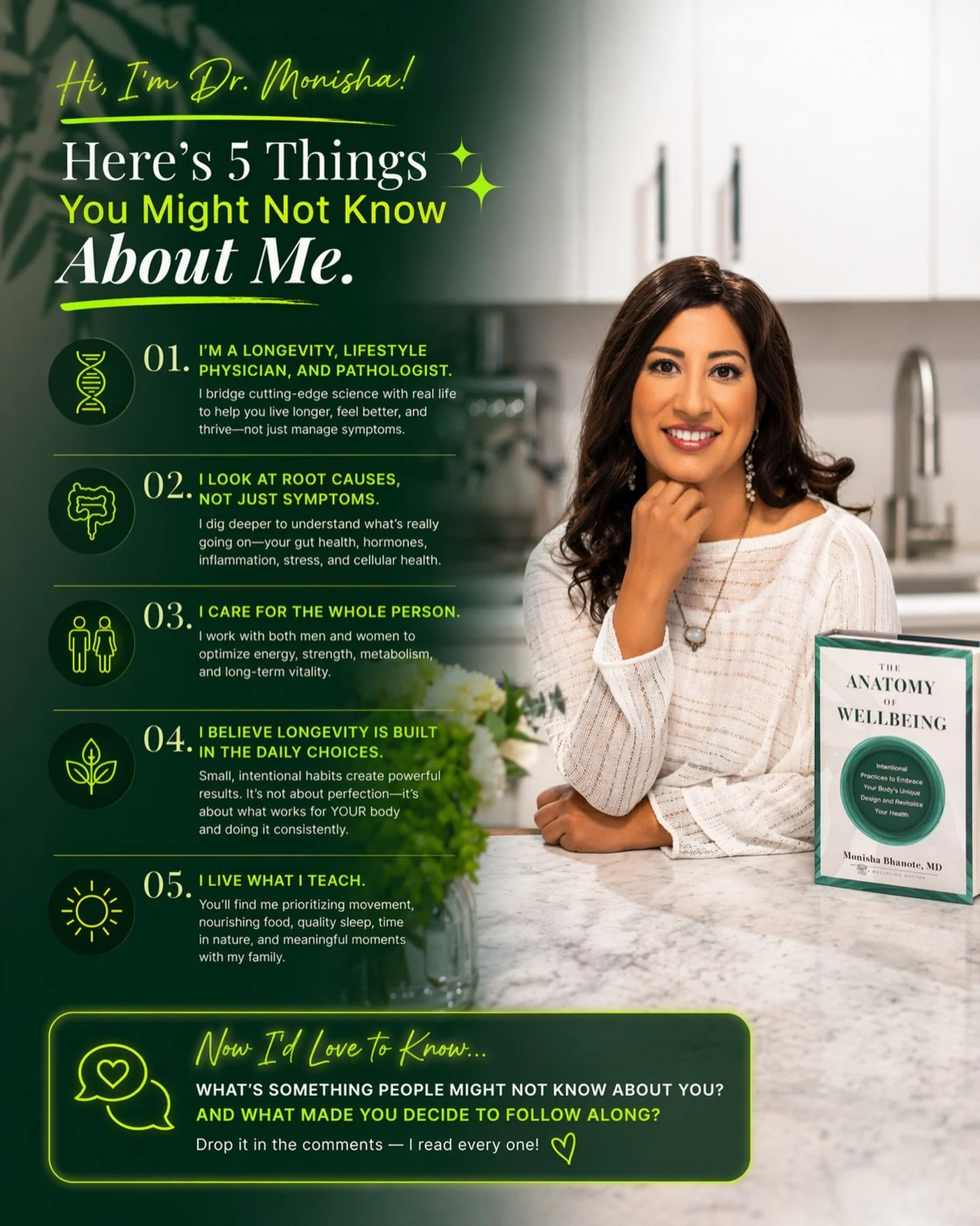 New here? I&rsquo;m so glad you found your way here 🤍

Here are a few things you might not know about me&hellip;

I&rsquo;m a longevity, lifestyle physician and pathologist&mdash;which means I see health through both a clinical and a root-cause lens